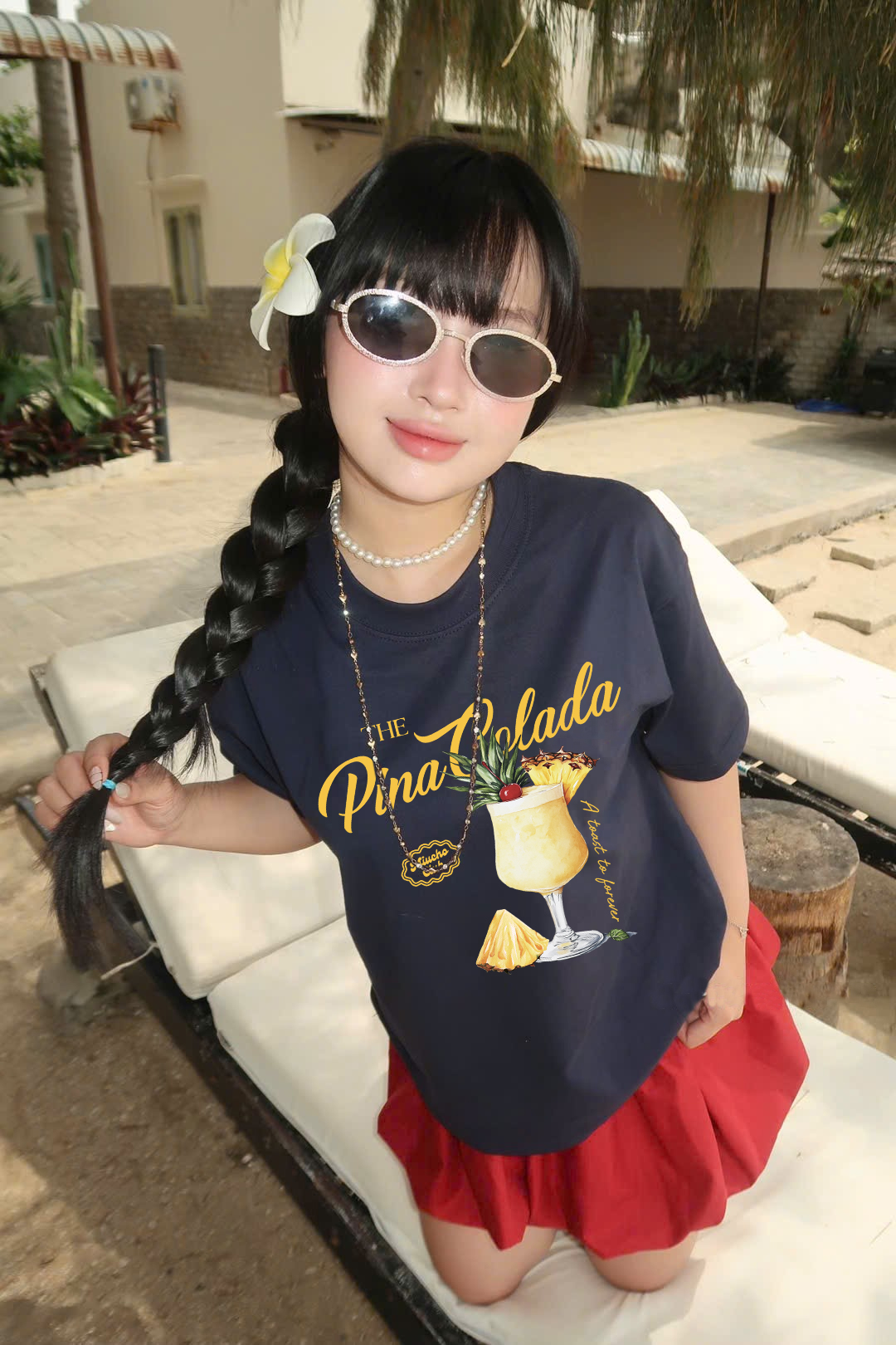 Áo thun boxy hè biển 2250 Miucho cổ tròn vải cotton 2c 250gsm đứng form in mix_thumbnail_5