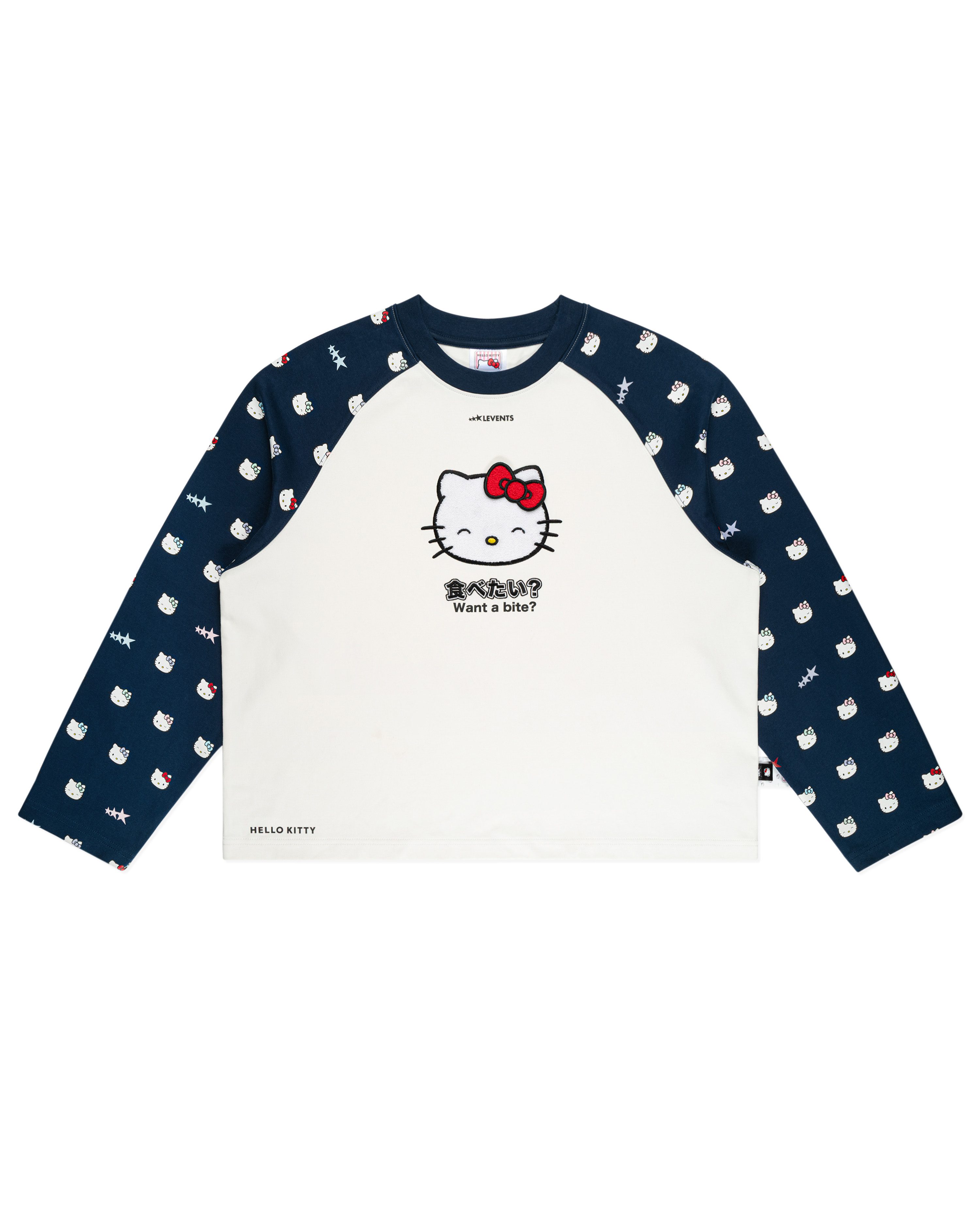 Levents® x Hello Kitty | Joy Icon Heavyweight Raglan Long Sleeve Boxy Tee/ Navy