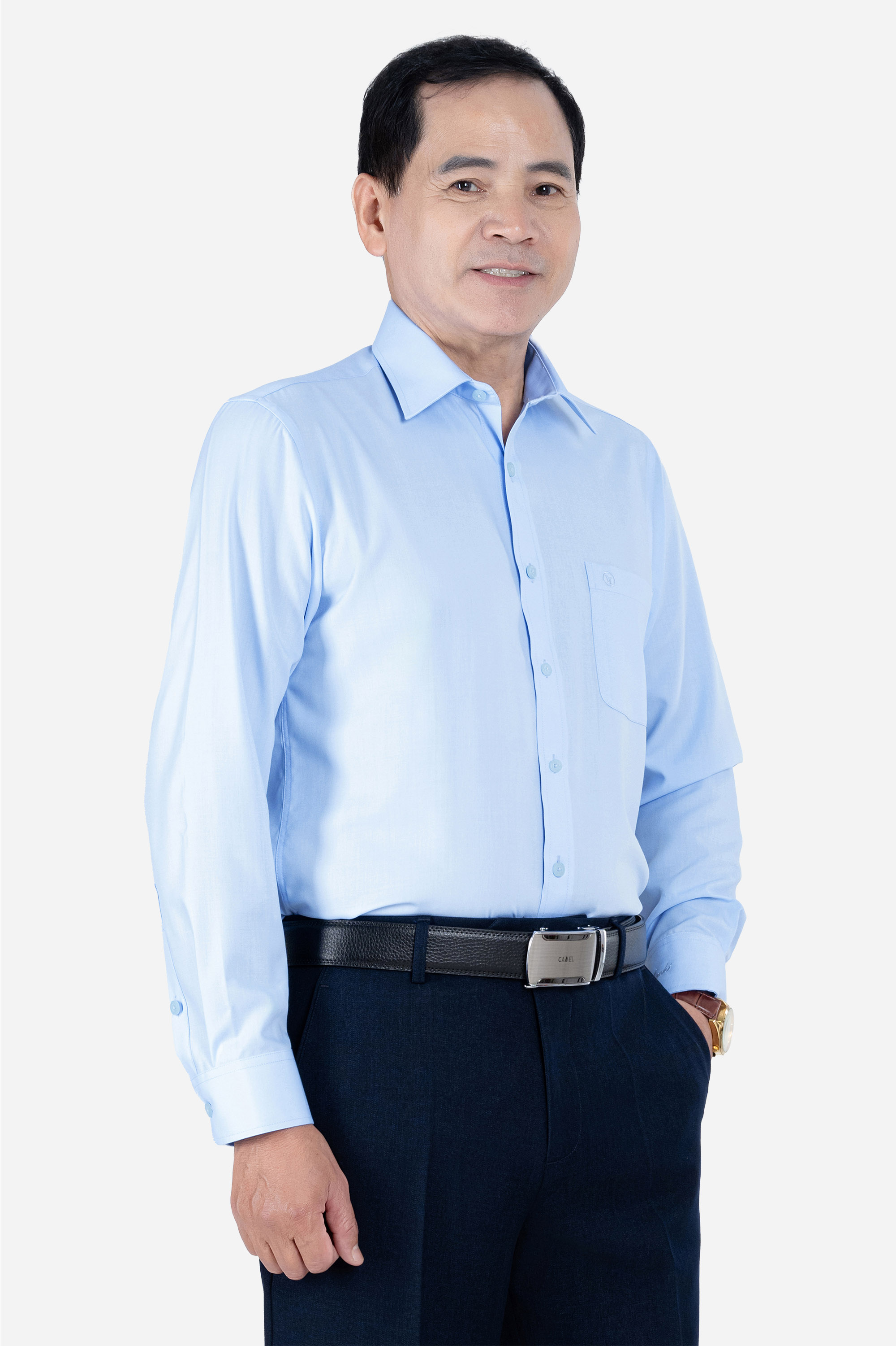 Sơ Mi Trơn Dài Tay Nam Trung Niên ANCHi Chất Liệu Cotton Nhập Khẩu Màu Trắng_thumbnail_8