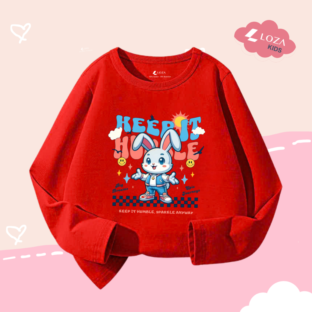 Áo thun dài tay bé gái in thỏ thi chạy - Loza Kids  KT3258_thumbnail_4