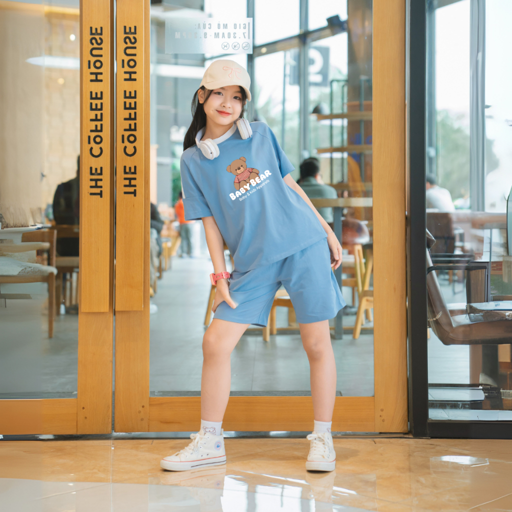 Bộ đồ bé gái phối viền in hình 'Gấu Baby Bear'  - Loza Kids BF330_thumbnail_1
