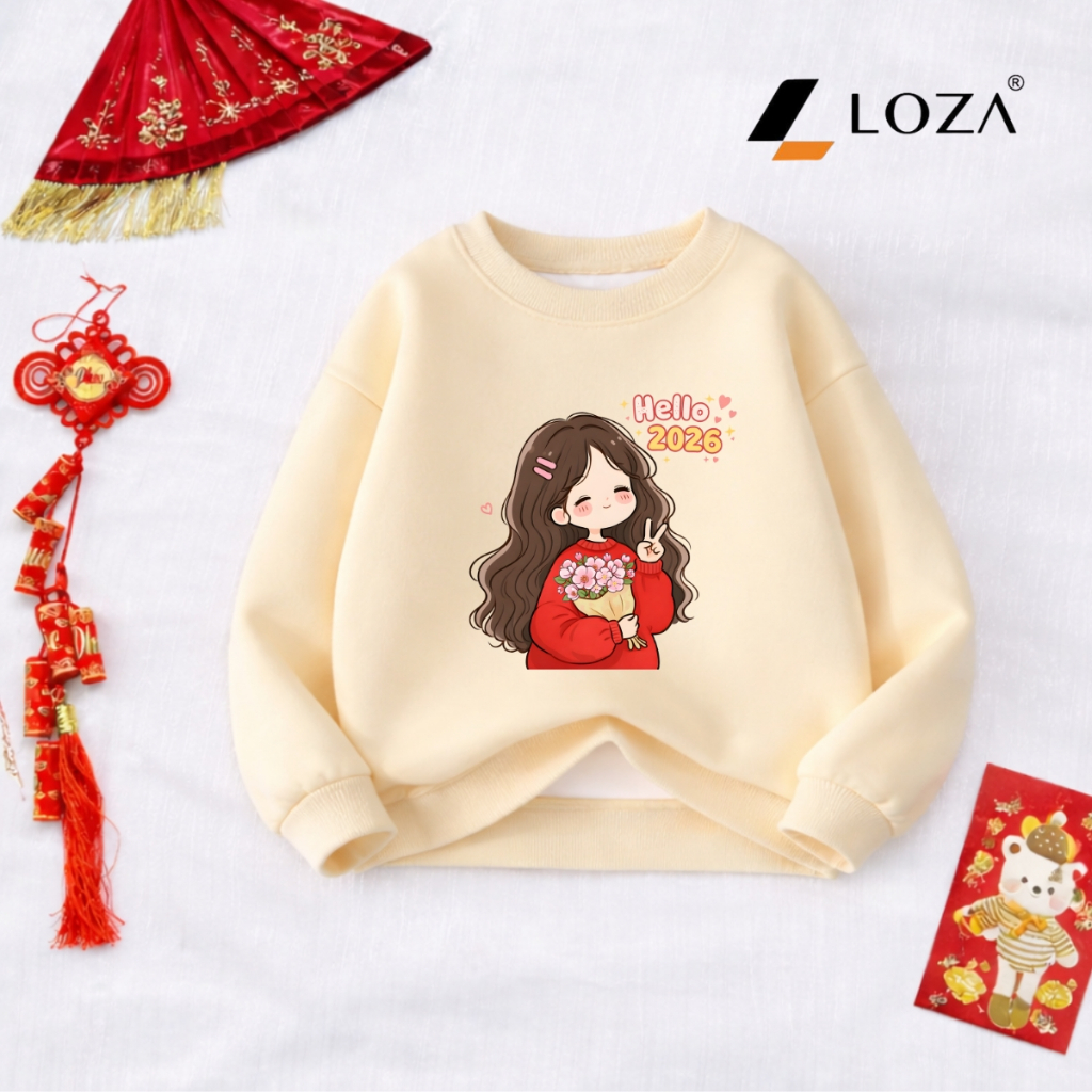 [BST Tết 2026] Áo nỉ sweater bé gái hình cô gái Chúc Tết - Loza Kids IN030_thumbnail_11