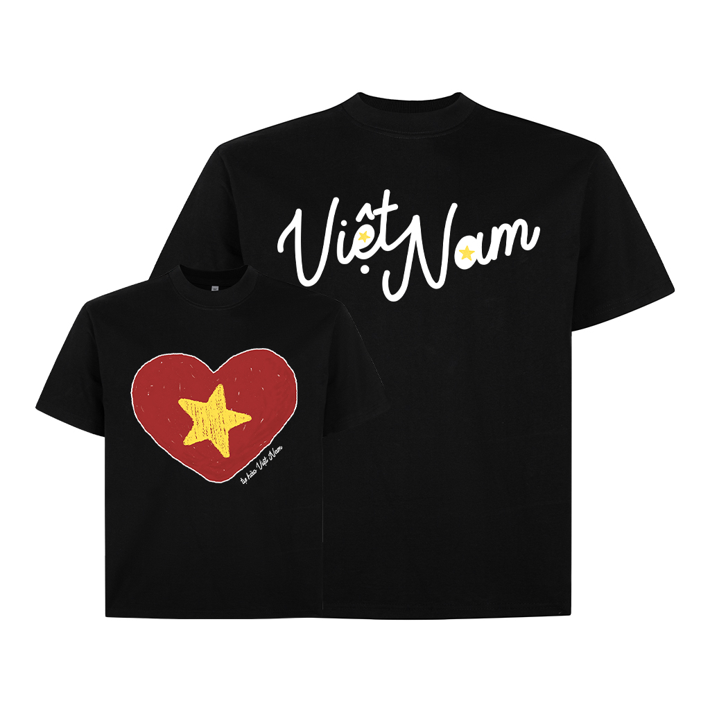 Áo thun Việt Nam hình tim form boxy AXD2447 Miucho vải 100% cotton co giãn thoáng mát cổ tròn in mix_thumbnail_7
