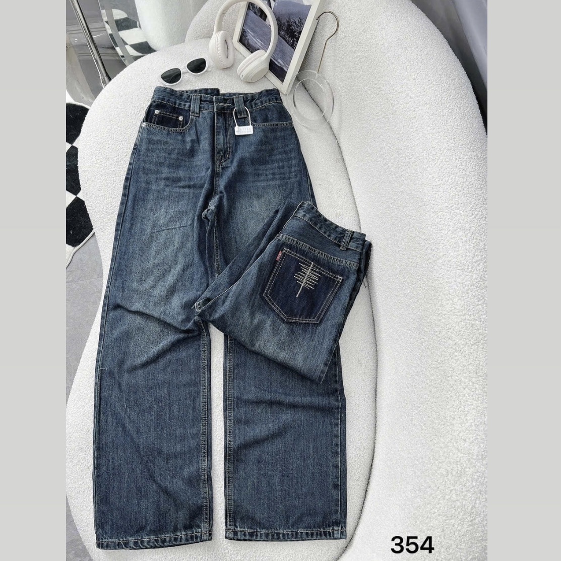 Quần suông jean thêu lưng cao kiểu QJ354 dành cho nàng béo mập từ 55-90kg_thumbnail_4