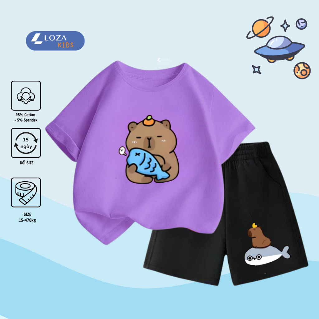 Bộ quần áo bé gái in hình 'Capybara ôm Cá'- SB109_thumbnail_4