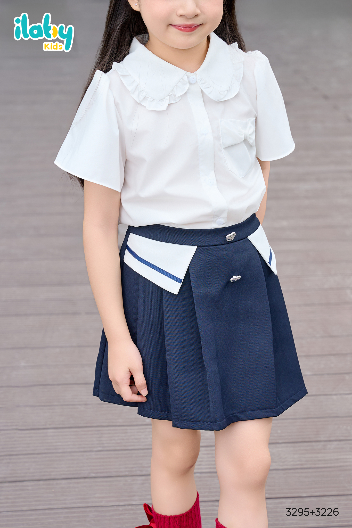 Áo sơ mi cổ bèo túi nơ