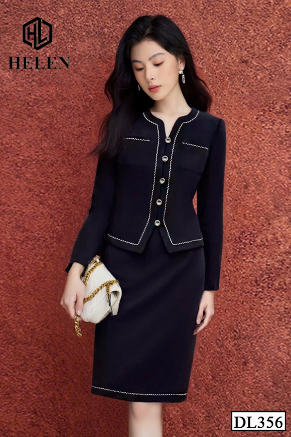 Đầm ôm peplum xanh than giả set phối ren DL356_thumbnail_2