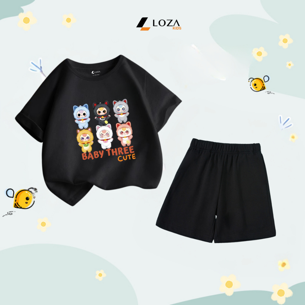 Bộ đồ trẻ em in hình 'Baby Three Cute'-  Loza Kids SB236