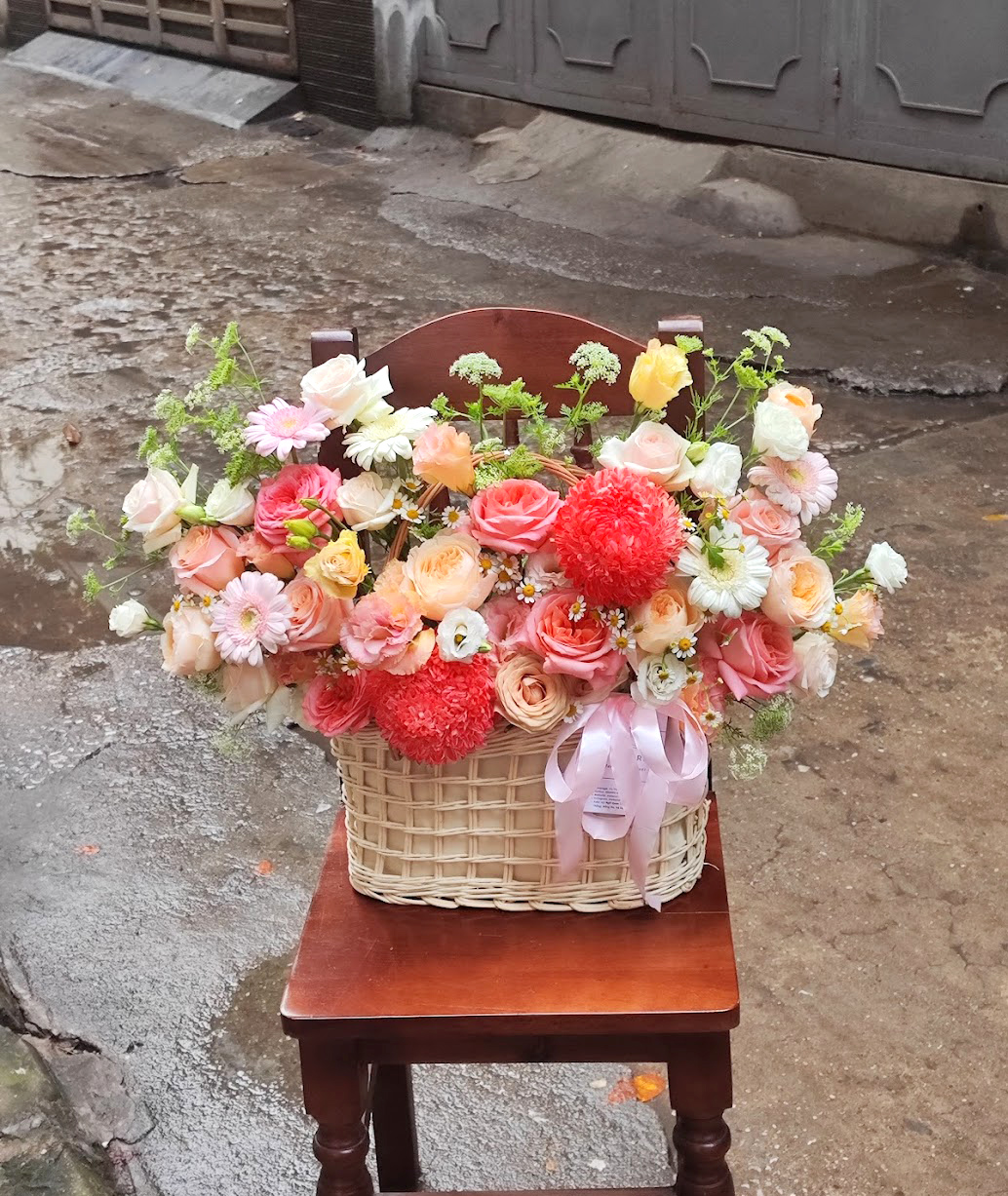 Giỏ hoa Cúc mẫu đơn tone hồng - size L_thumbnail_0