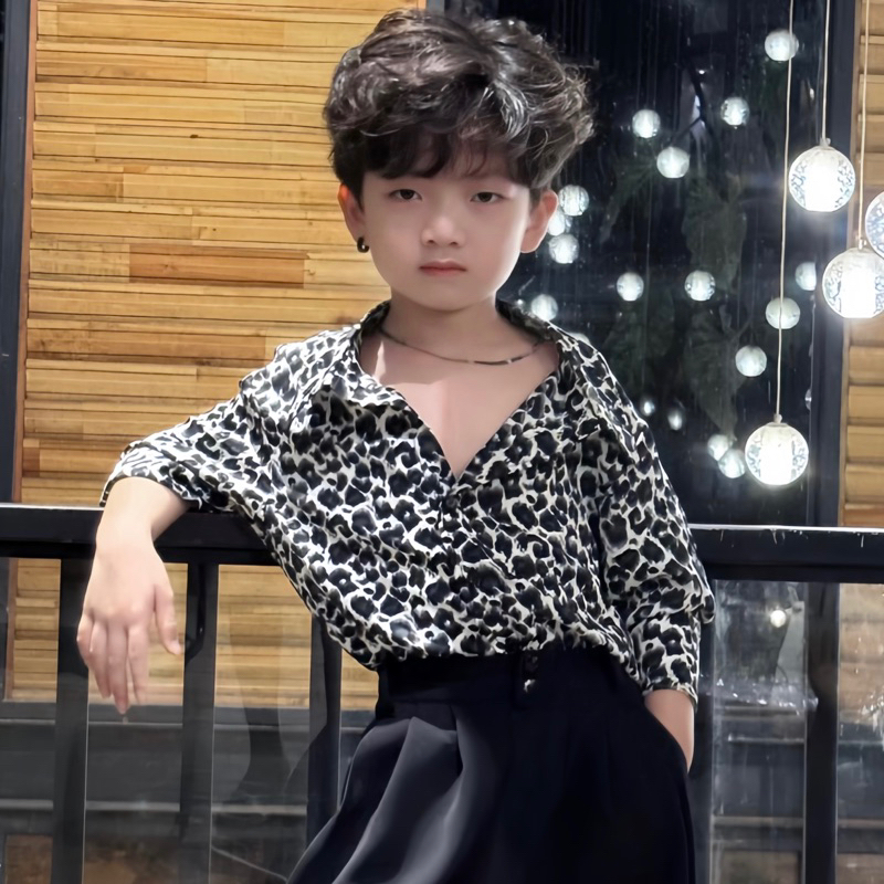 Bộ Quần Áo Lụa Beo Thoáng Mát, Dáng Rộng Cho Bé Trai (không bao gồm áo thun trắng bên trong)._thumbnail_12