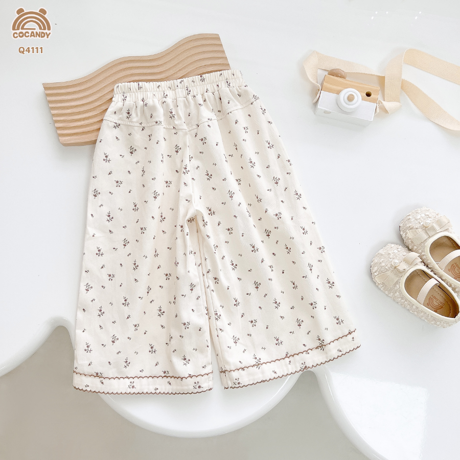 Quần dài suông BE hoa nhí nâu chỉ sóng_thumbnail_1