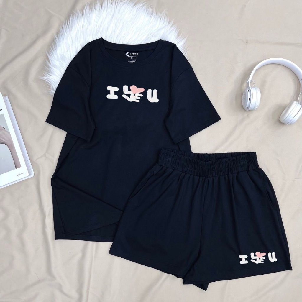 [Form Rộng] Set đồ nữ mùa hè - Đồ bộ nữ (áo thun dáng rộng + quần đùi) cotton Loza G0100_thumbnail_1