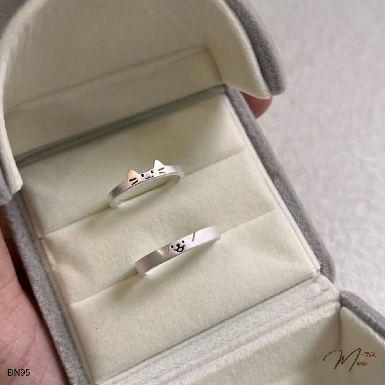 ĐN95 - Nhẫn đôi Couple Dog and Cat cute (có size)