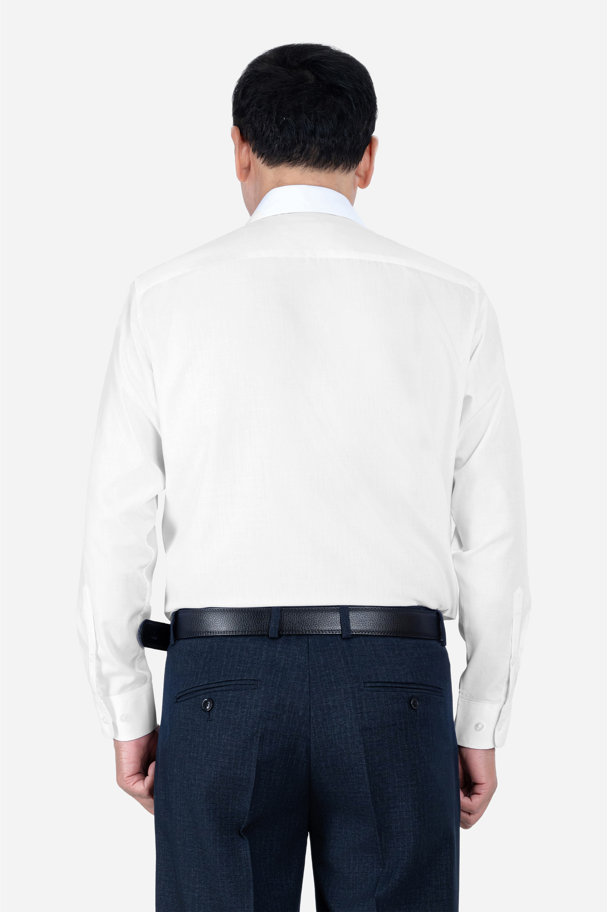 Sơ Mi Trơn Dài Tay Nam Trung Niên ANCHi Chất Liệu Cotton Nhập Khẩu Màu Trắng_thumbnail_2