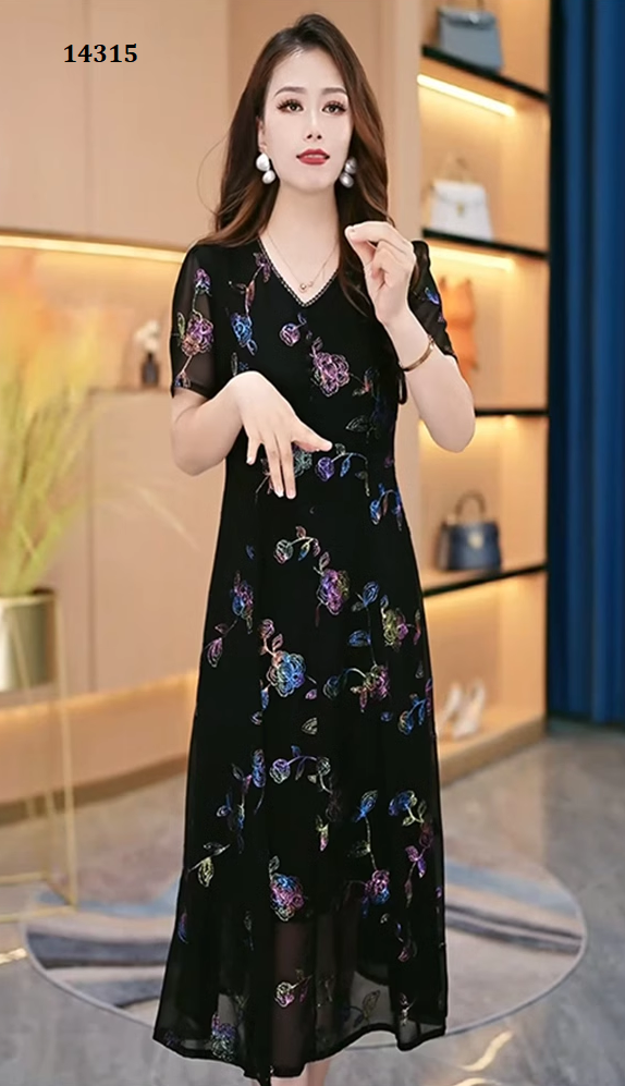14315-Đầm voan suông in hoa hồng (  voan . lót )_thumbnail_2
