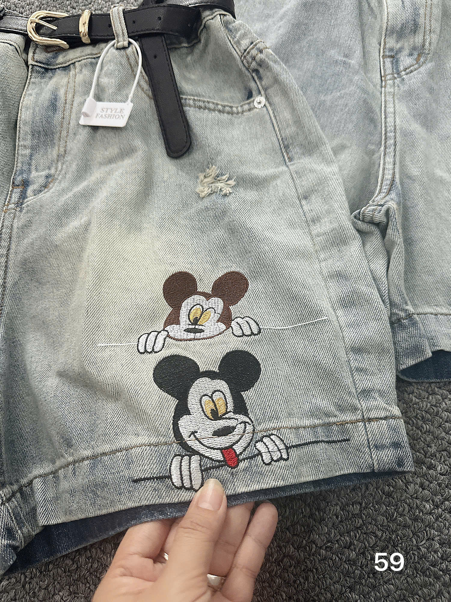 Quần short lửng lưng thun thêu chuột bigsize QSJ59 dành cho nàng từ 55-90kg_thumbnail_4