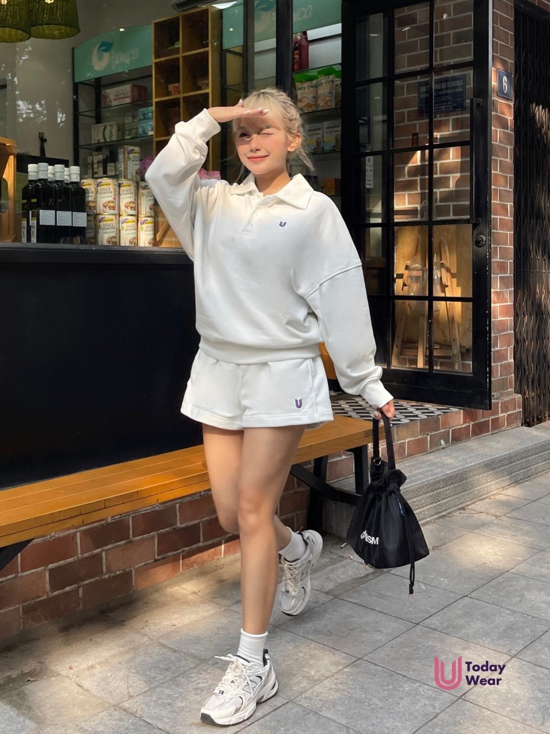 Áo nỉ Basic Sweater cổ polo cài nút form rộng_thumbnail_1