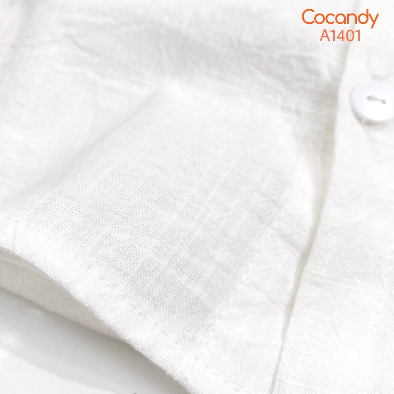 Áo cộc sơ mi TRẮNG 2 túi phối kẻ sọc ĐEN_thumbnail_3