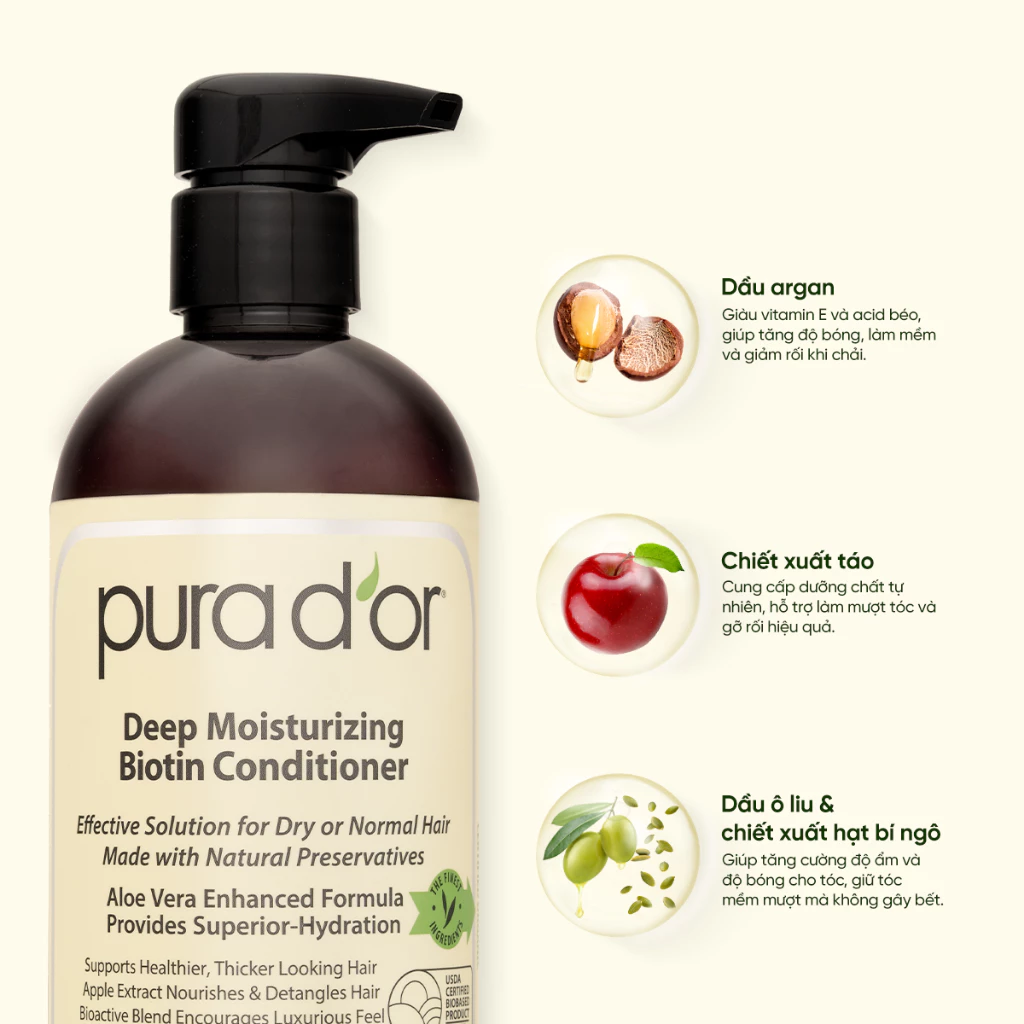 Dầu xả Biotin PURA D'OR giúp phục hồi và dưỡng ẩm chuyên sâu 473ml_thumbnail_3