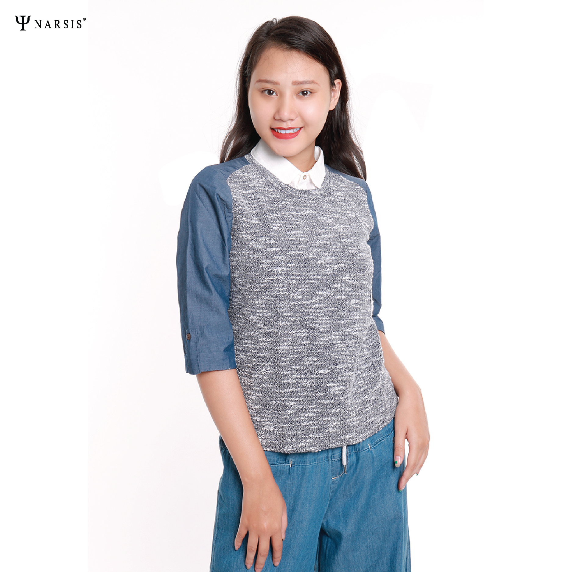 CỔ ÁO SƠ MI GIẢ NỮ - TRẮNG L9009 NARSIS CHẤT LIỆU THOÁNG MÁT, DỄ CHỊU, THOẢI MÁI CẢ NGÀY, DỄ VẬN ..._thumbnail_4