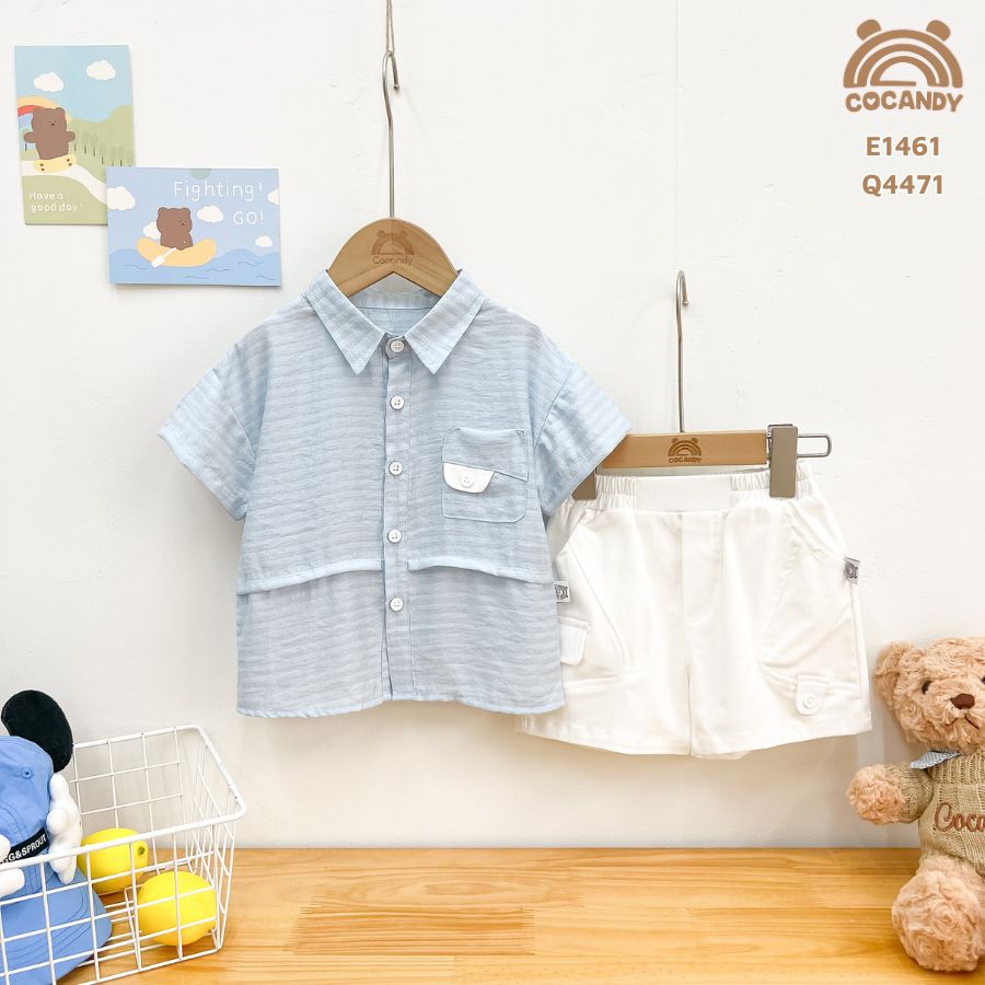 Áo cộc sơ mi kẻ XANH túi ốp ngực cách điệu_thumbnail_2