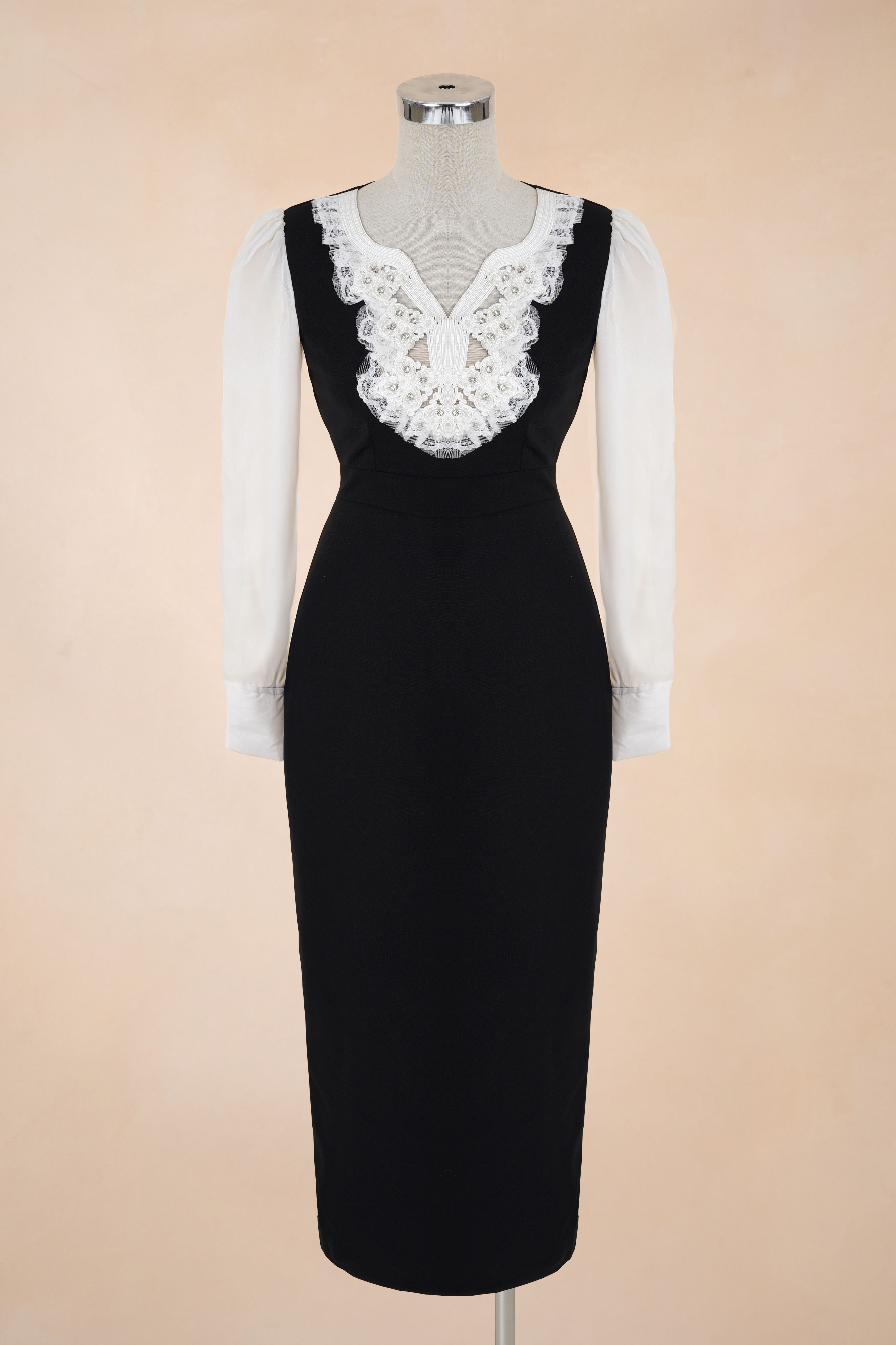 Đầm Bút Chì Phối Tay Tơ