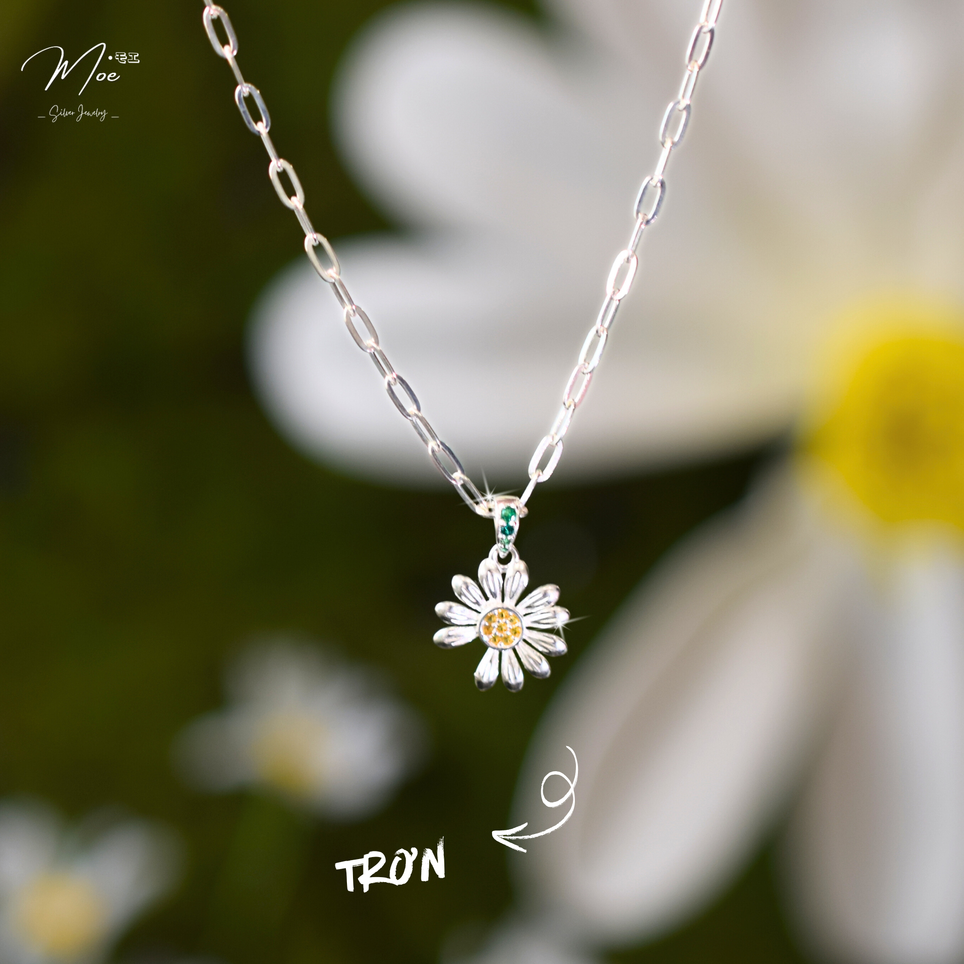 D266 - Dây chuyền hoa cúc G.D bản trơn/ đính đá_thumbnail_2