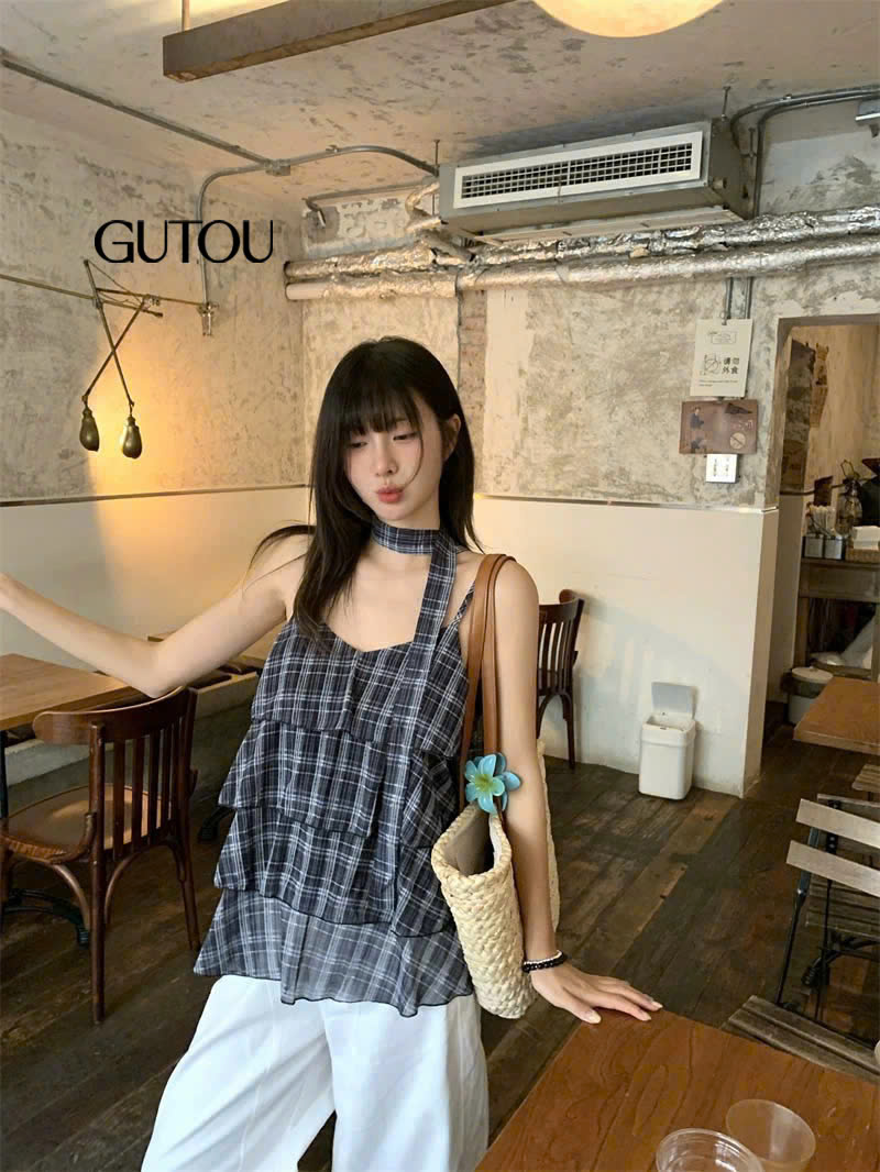 [ GUTOU ] Áo Hai Dây Tầng Cổ V Phối Khăn Choàng_thumbnail_15