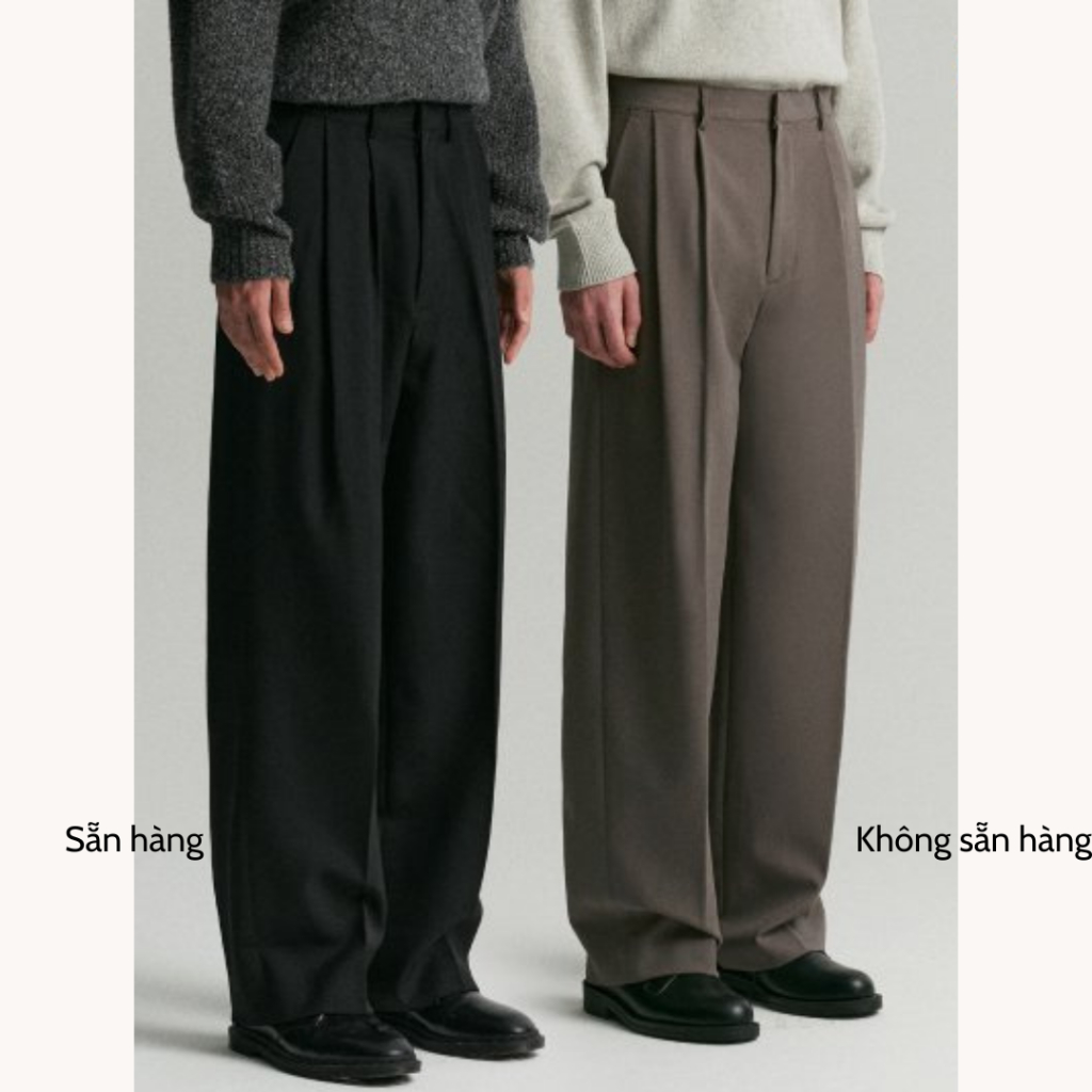 Quần Tây Ống Rộng Xếp 2 Li, phong cách HQ | Two- tuck Wide Slacks Pants_thumbnail_5