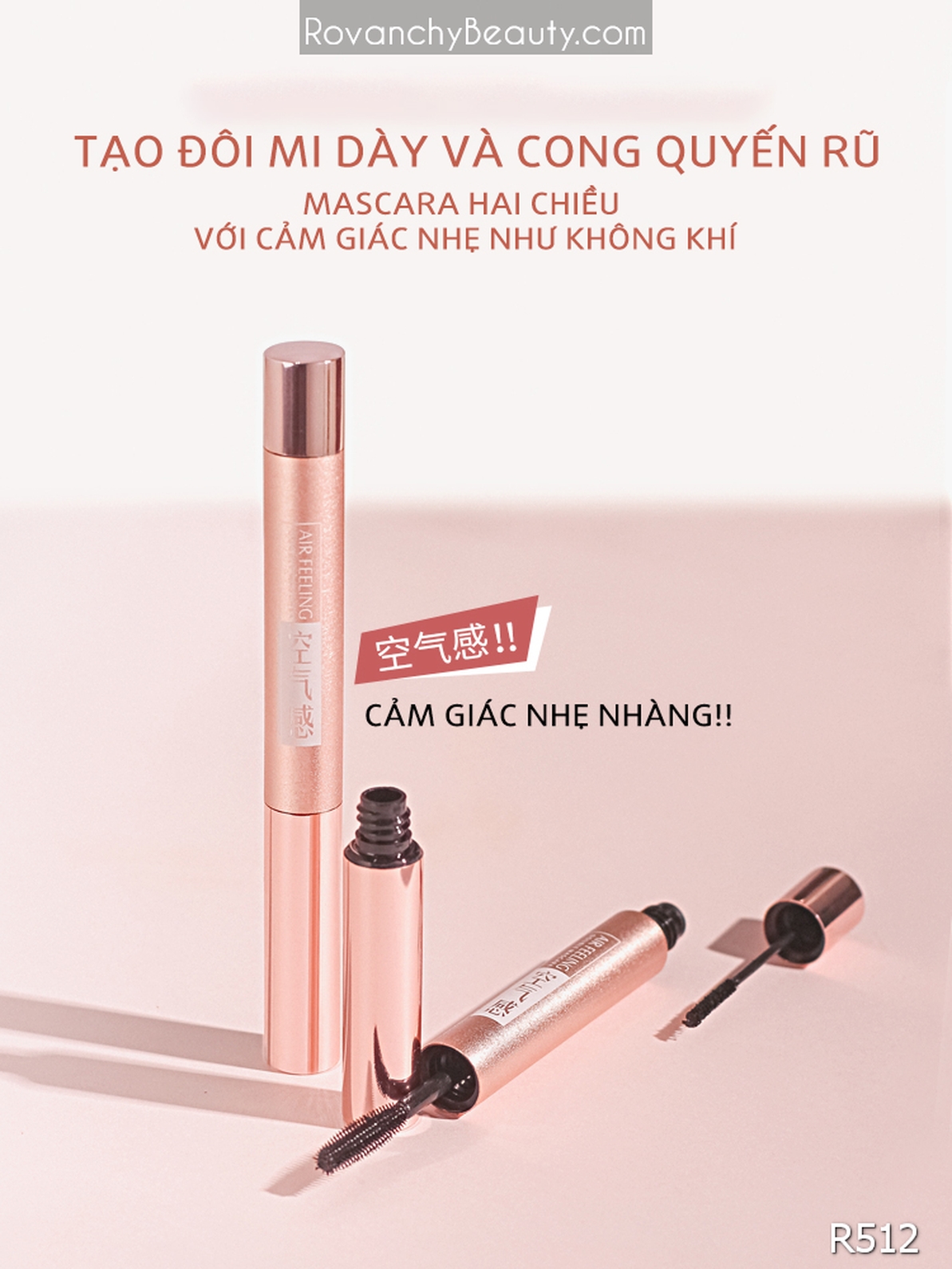 Mascara ROVANCHY Dưỡng Mi Hai Đầu – Làm Dài, Dày Và Cong Mi Tự Nhiên, Không Lem Không Trôi