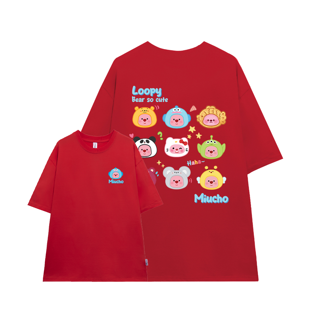 Áo thun Loopy Hải Ly form rộng ATD652 Miucho cotton cổ tròn in artwork_thumbnail_14