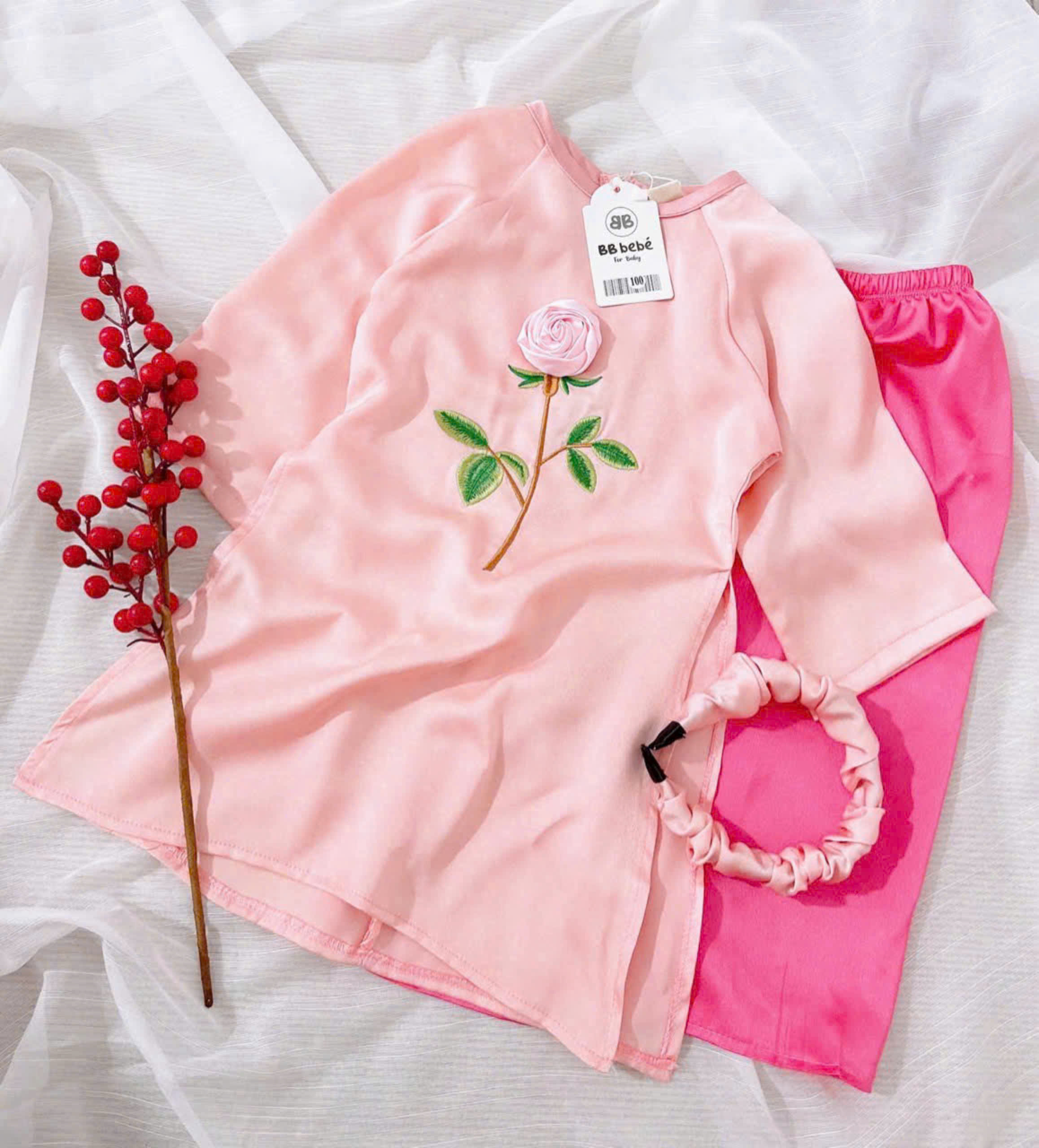 G50 SET ÁO DÀI HOA HỒNG- A106.194