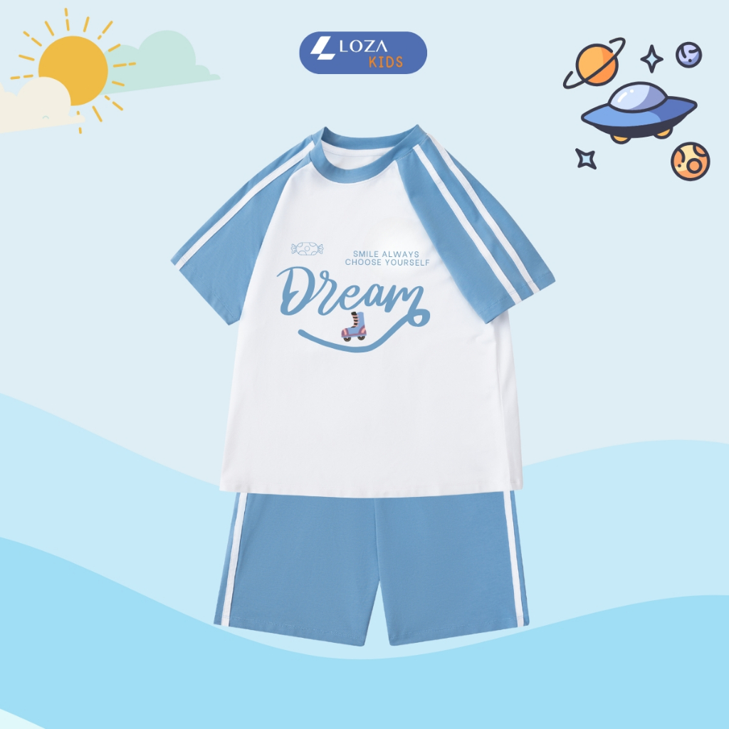 Đồ bộ bé gái phối viền in chữ  'Dream' - Loza Kids BF311_thumbnail_5