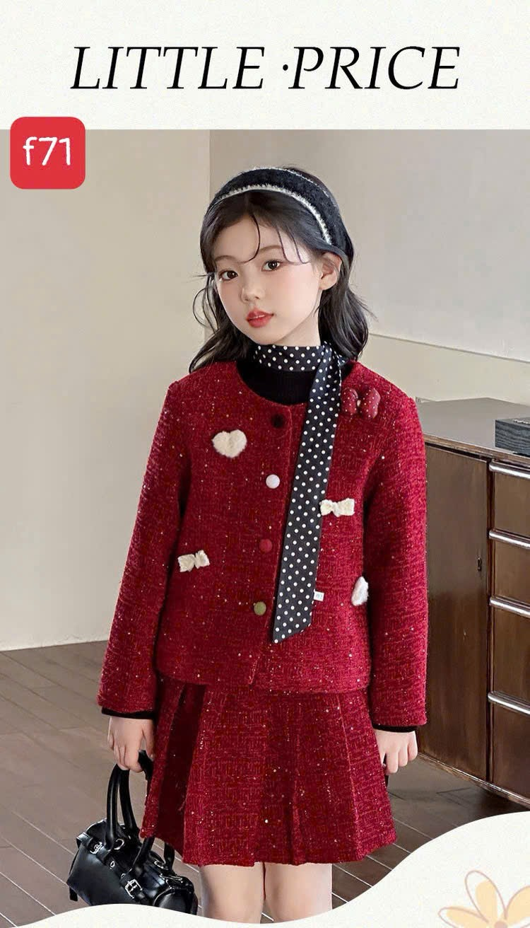 [F71]  Bộ cv dạ kim tuyến TENO dành cho bé gái 22-52kg