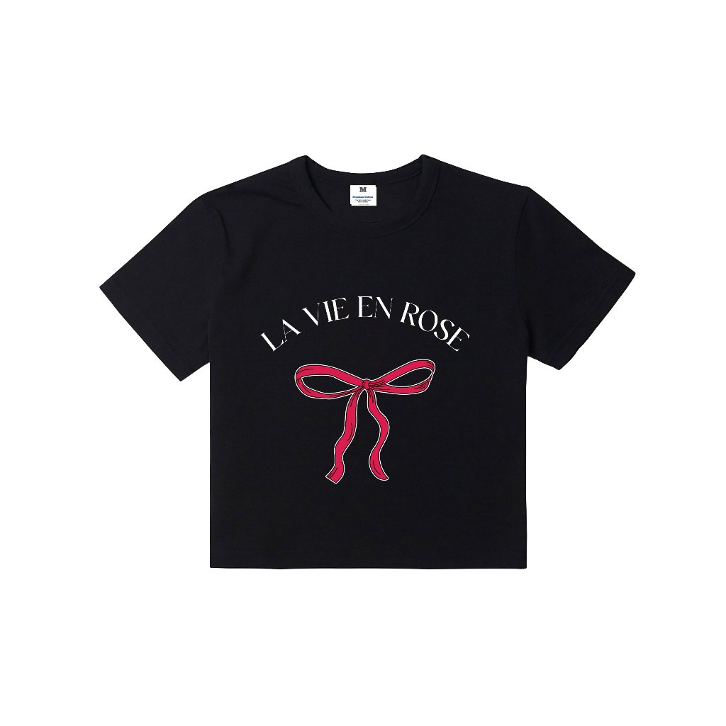 Áo croptop nơ xinh form ôm CRD1219 Miucho tay ngắn vải cotton thoáng mát cổ tòn in mix_thumbnail_7