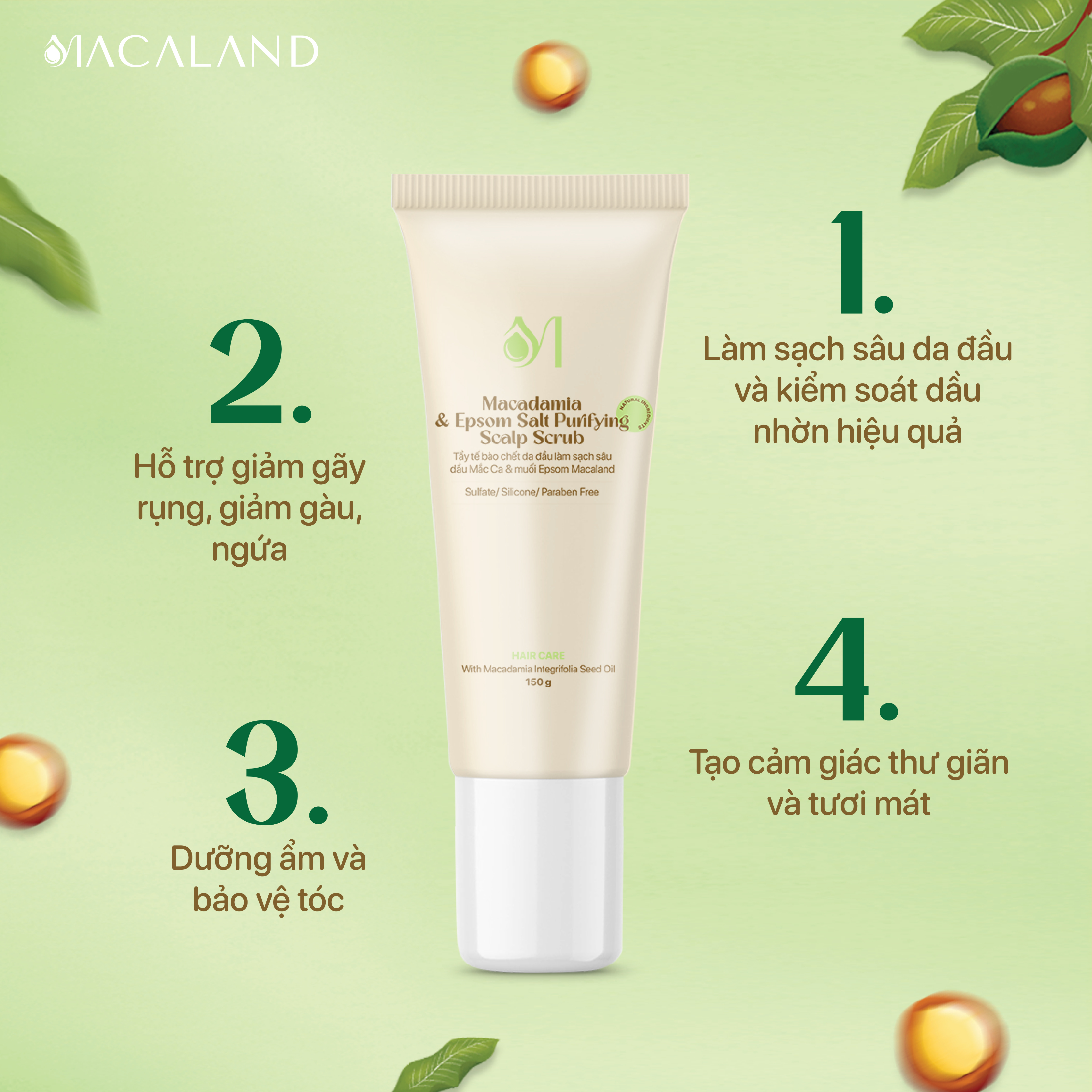 Tẩy Tế Bào Chết Da Đầu Mắc Ca & Muối Epsom 150g MACALAND Làm Sạch Sâu, Giúp Tóc Chắc Khỏe_thumbnail_3
