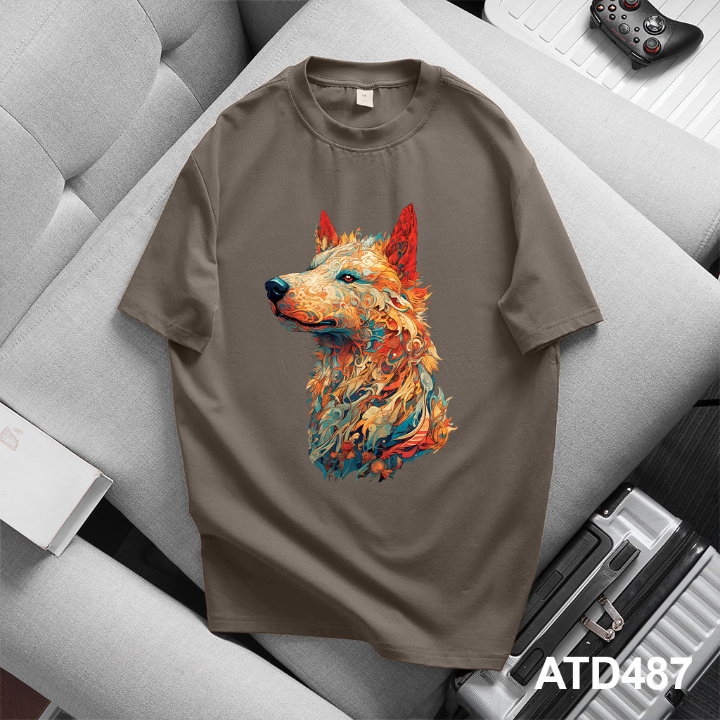 Áo thun nam form rộng 12 con giáp tuổi Tuất ATD487 Miucho Iconic cotton cổ tròn in graphic_thumbnail_5