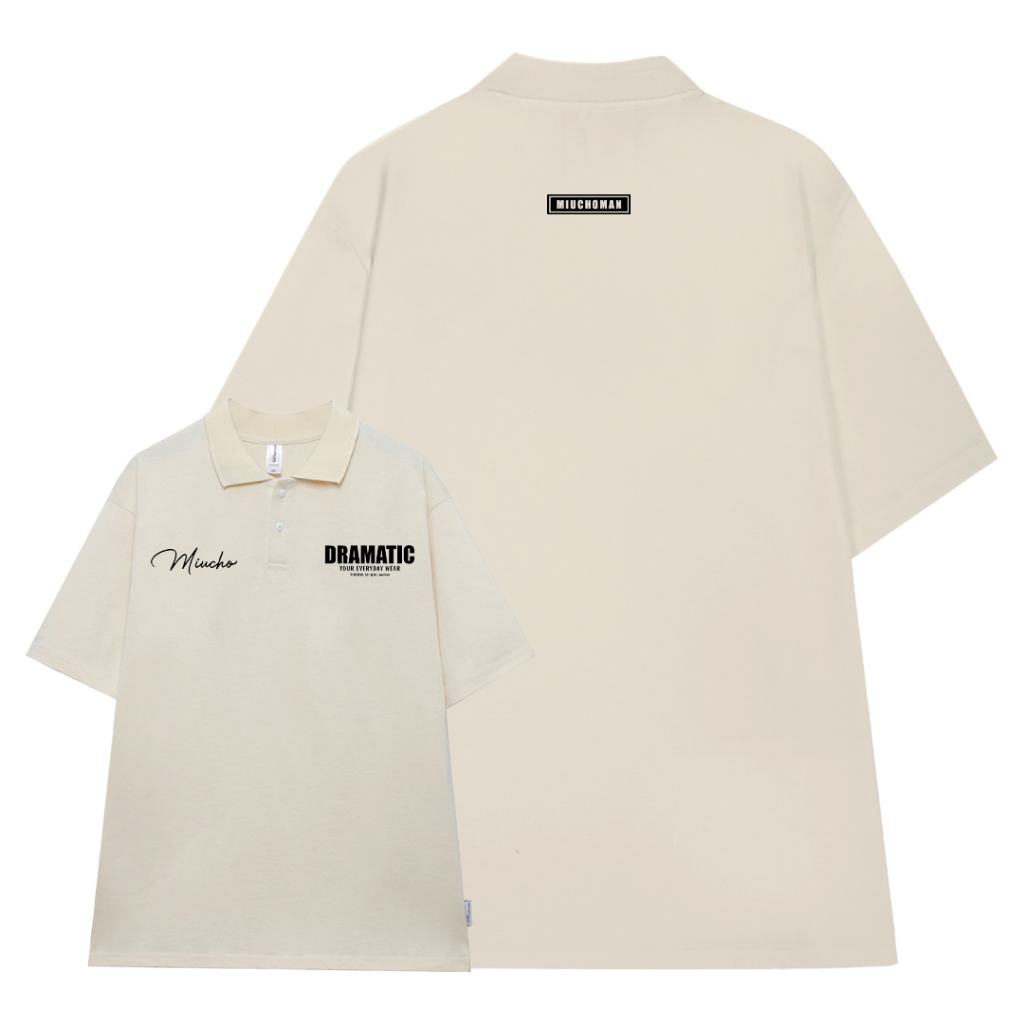 Áo polo nam form rộng PLD287 Miucho Man cotton cổ trụ in typography_thumbnail_0