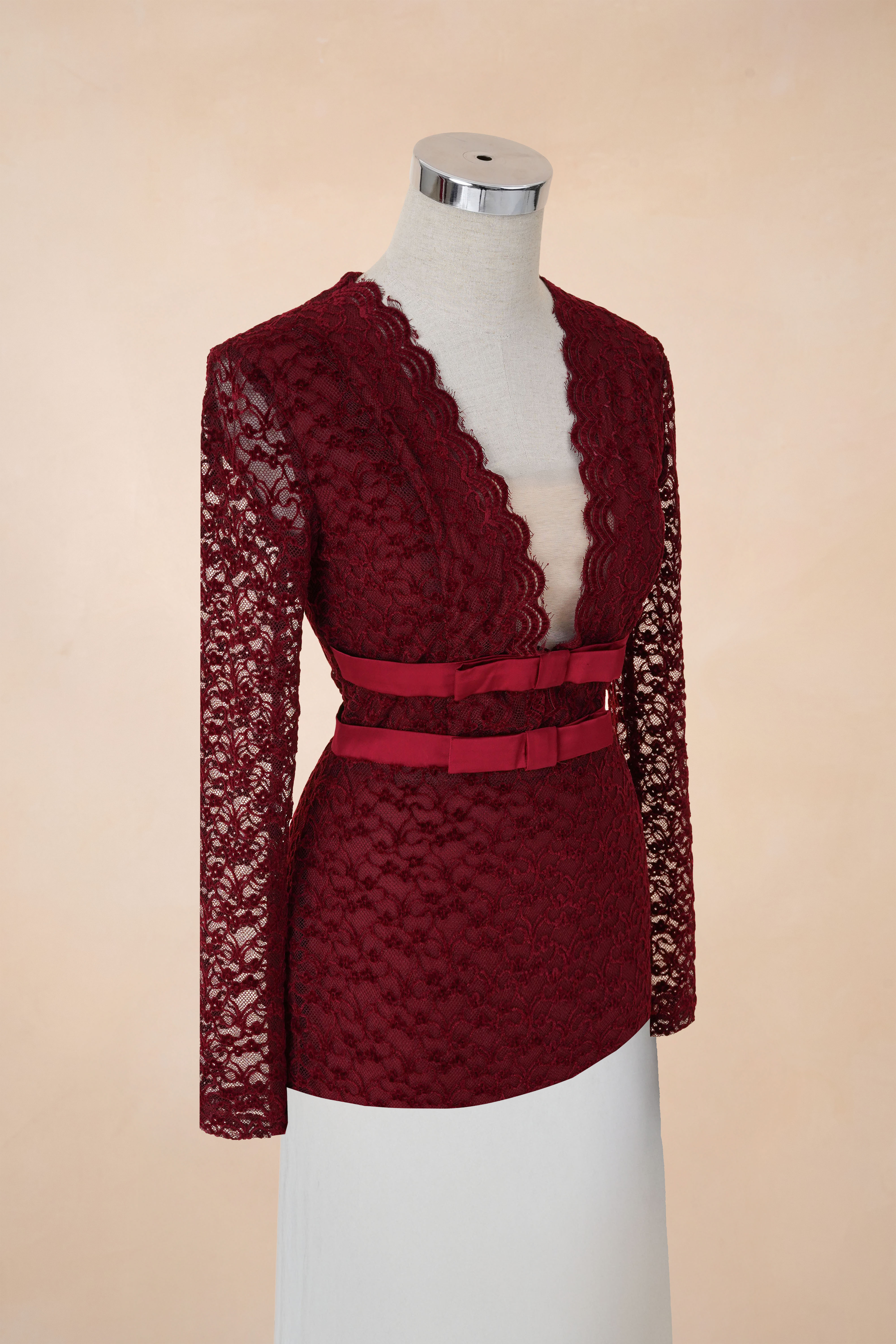 Áo Cổ V Nơ Eo Tay Dài_thumbnail_2