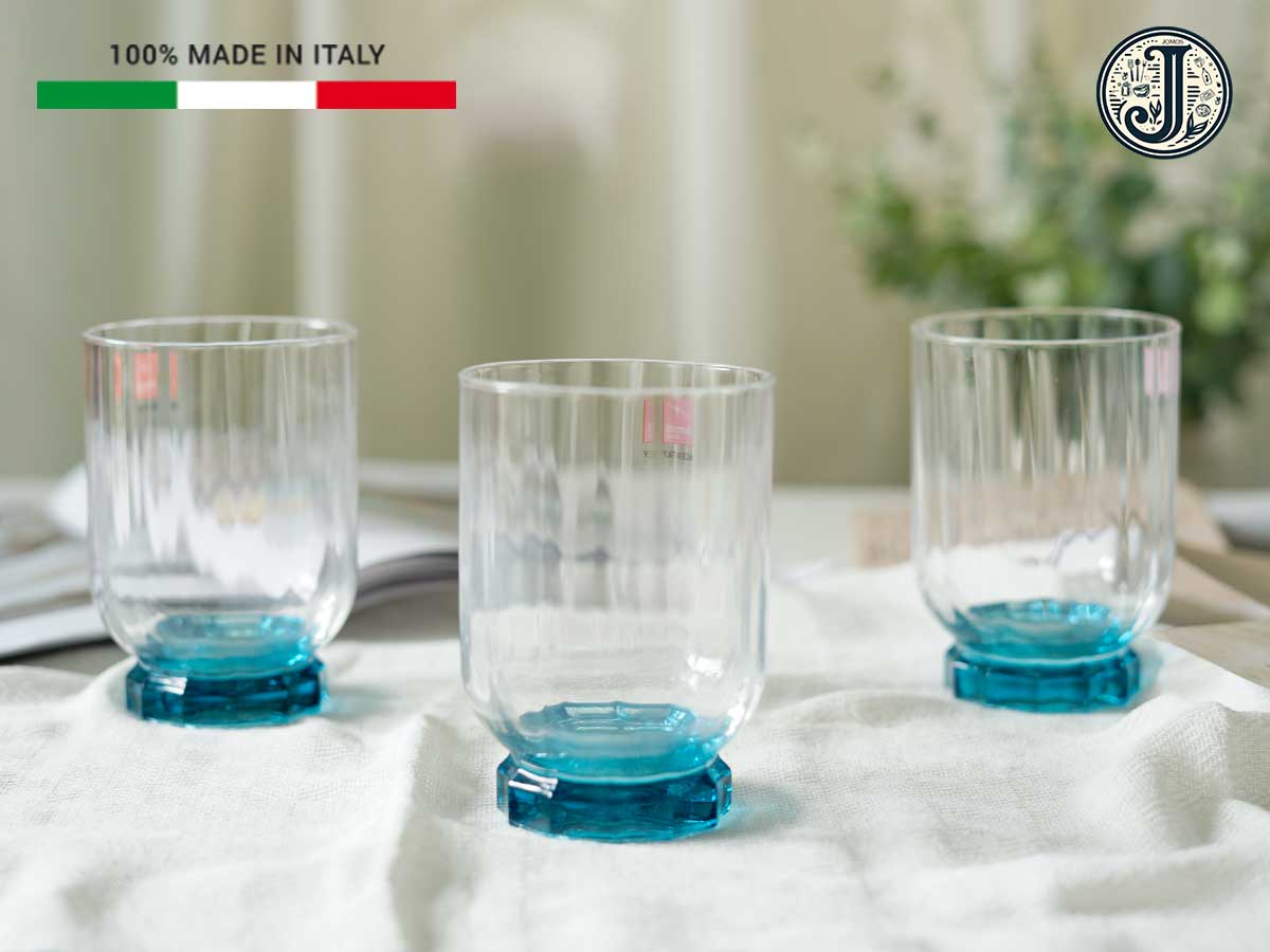 Ly thủy tinh 375ml Florian cao cấp sang trọng đáy màu xanh J000200