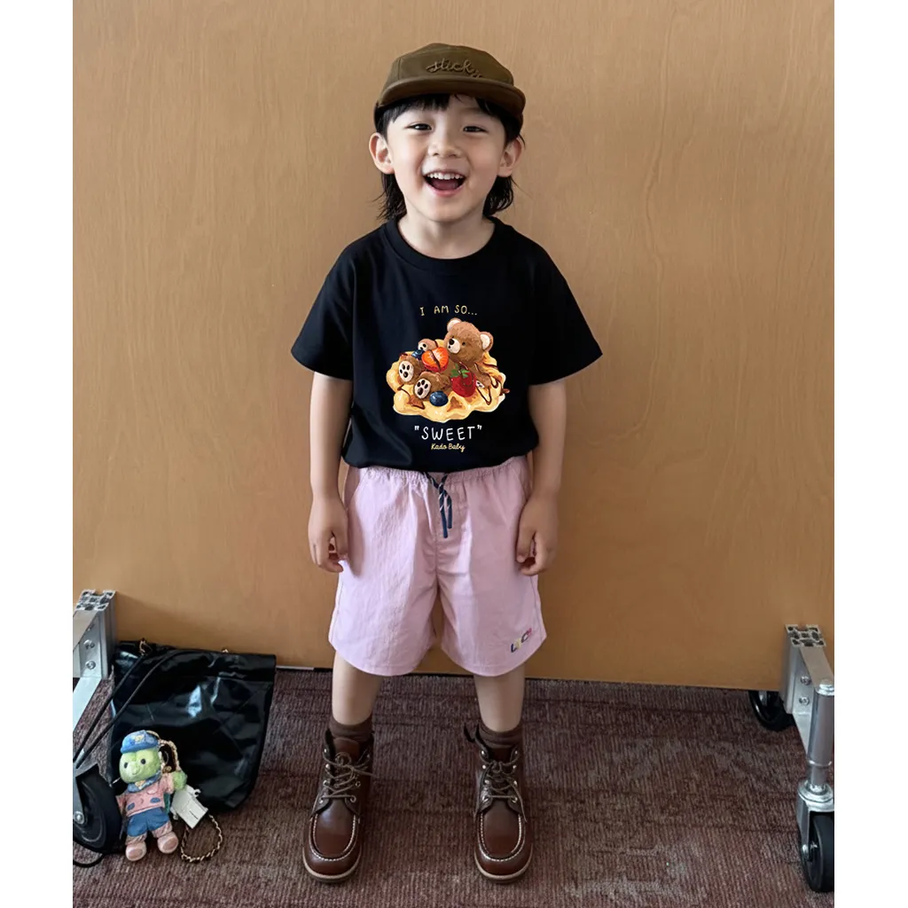 Áo thun bé gái form rộng Kado vải cotton thoáng mát mềm mại Gấu Teddy đáng yêu in mix 2925_thumbnail_5
