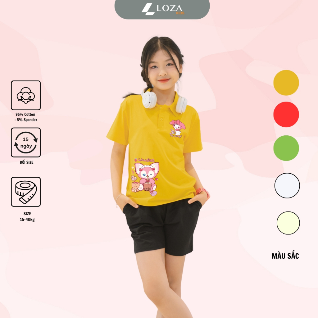 Áo polo bé gái in hình MELODY - Loza Kids PL3207
