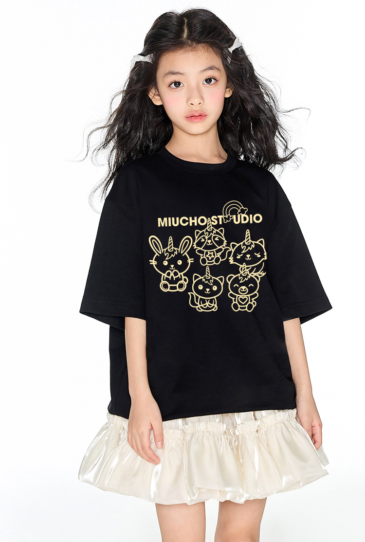 Áo thun bé gái form rộng dễ thương chất vải cotton thoáng mát AED1522 Miucho Kid in artwork_thumbnail_4