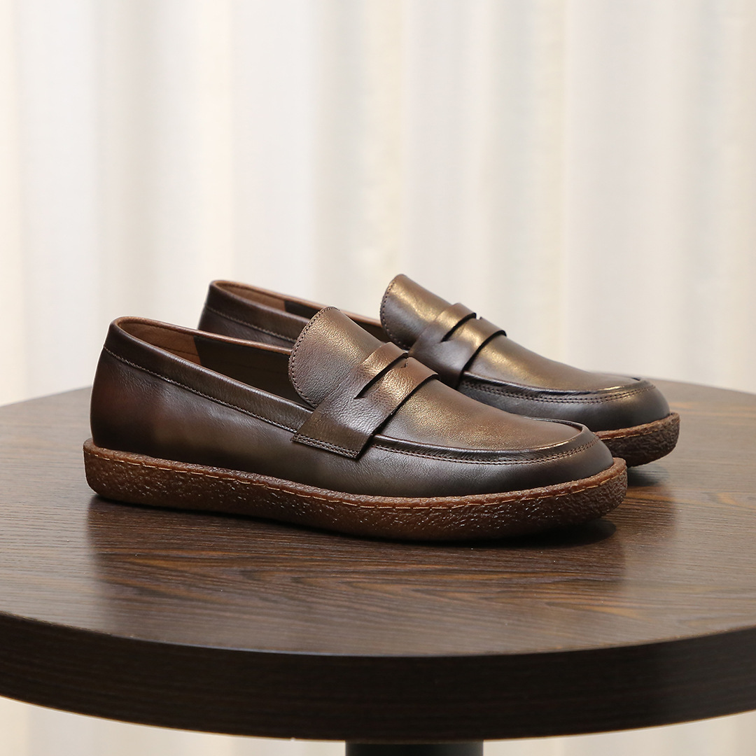 Giày lười nam da bò lớp một, da thật, giày da bóng màu retro, giày lười nam đế mềm, thoáng khí, thấm hút mồ hôi_thumbnail_5