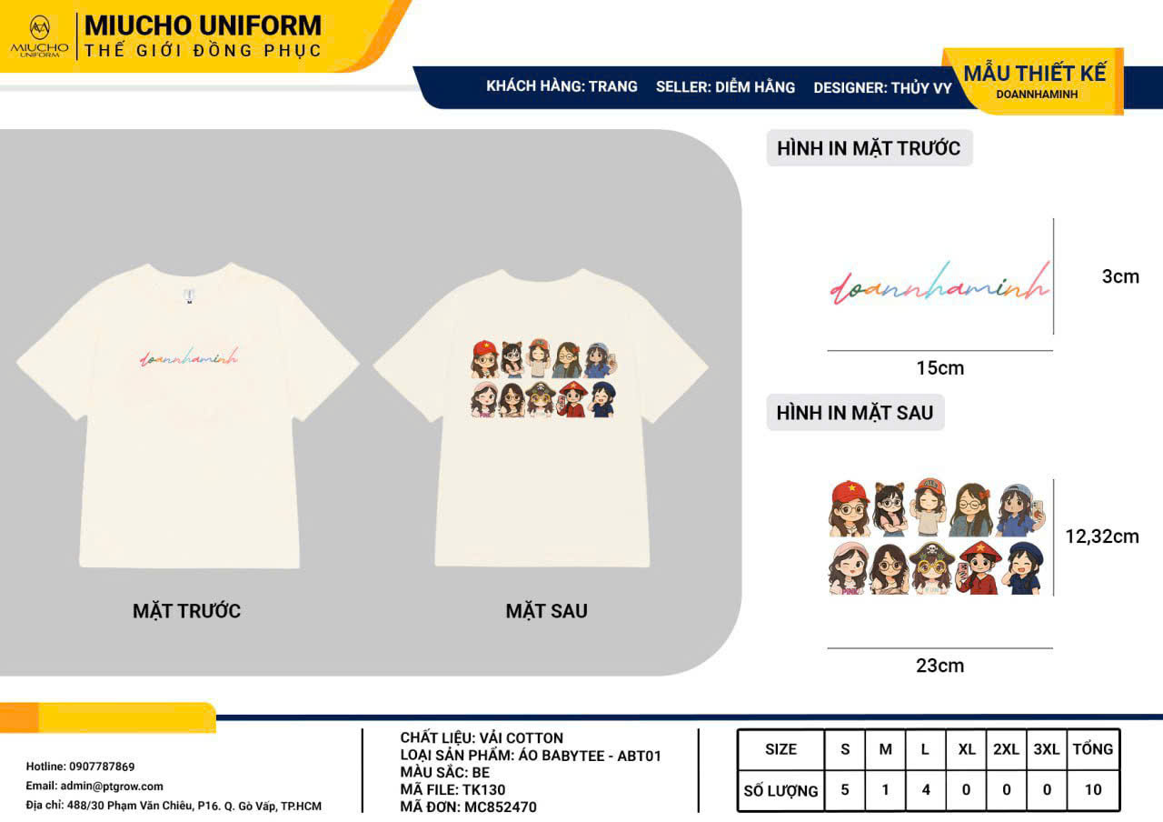 Áo baby tee thiết kế như yêu cầu TK130
