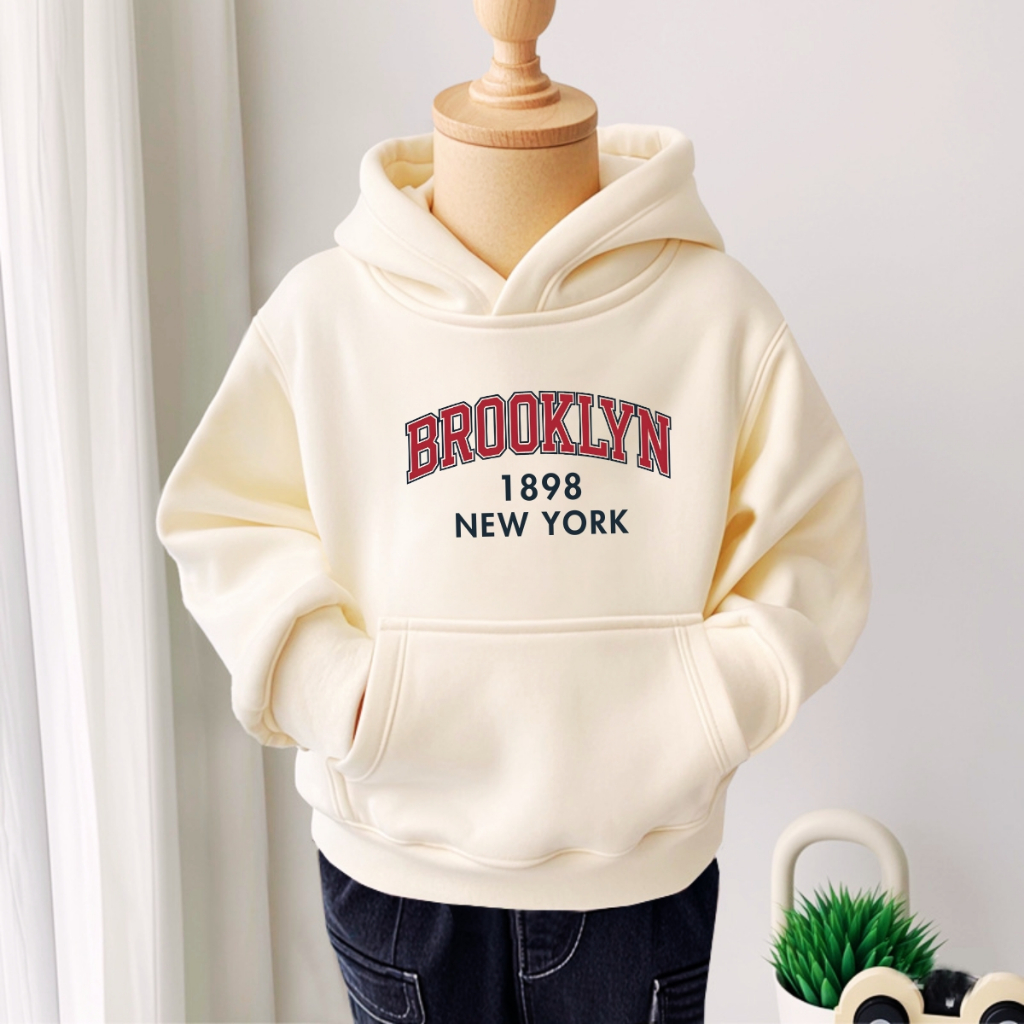 Áo nỉ hoodie bé trai in hình Brooklyn 1898 New York  - Loza Kids HN3432