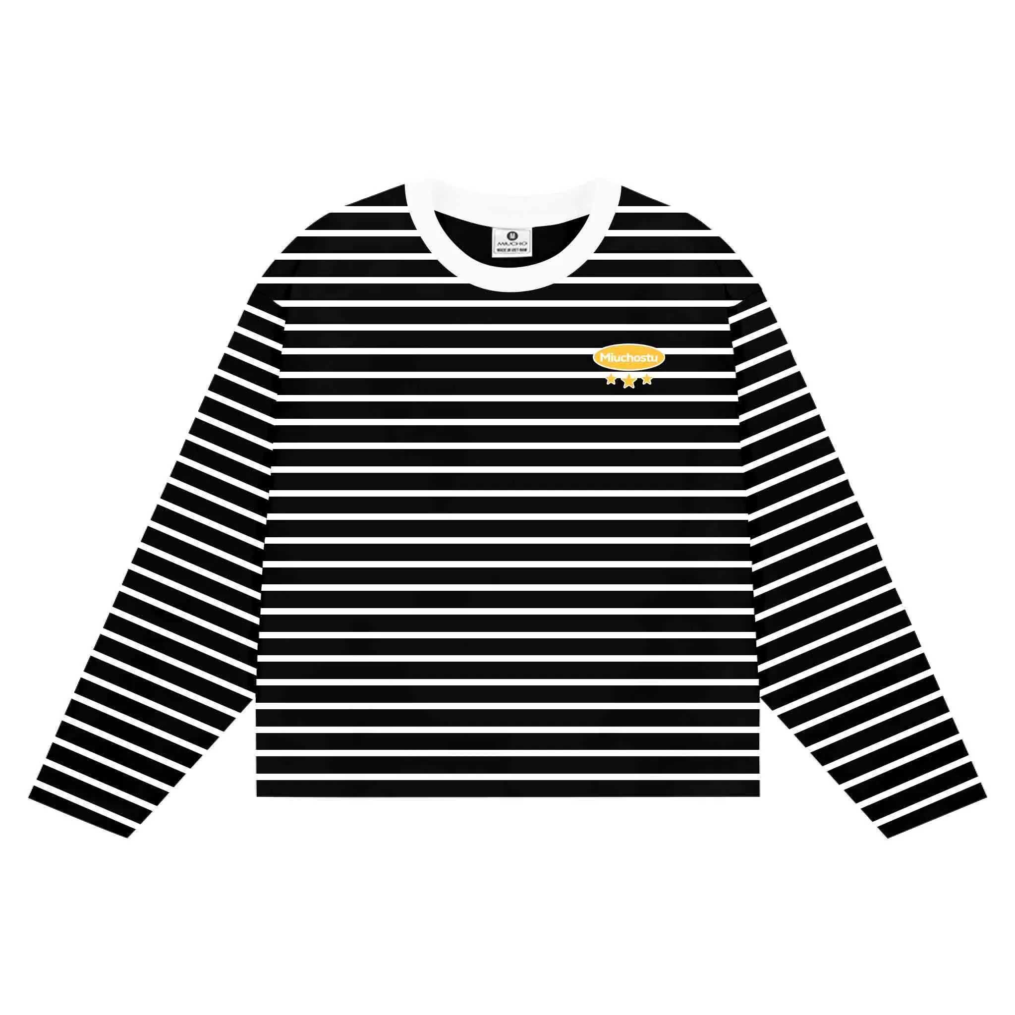 Áo thun boxy tay dài Miucho Club thun borip thoáng mát thấm hút mồ hôi tốt basic kẻ sọc mix màu 2724_thumbnail_2