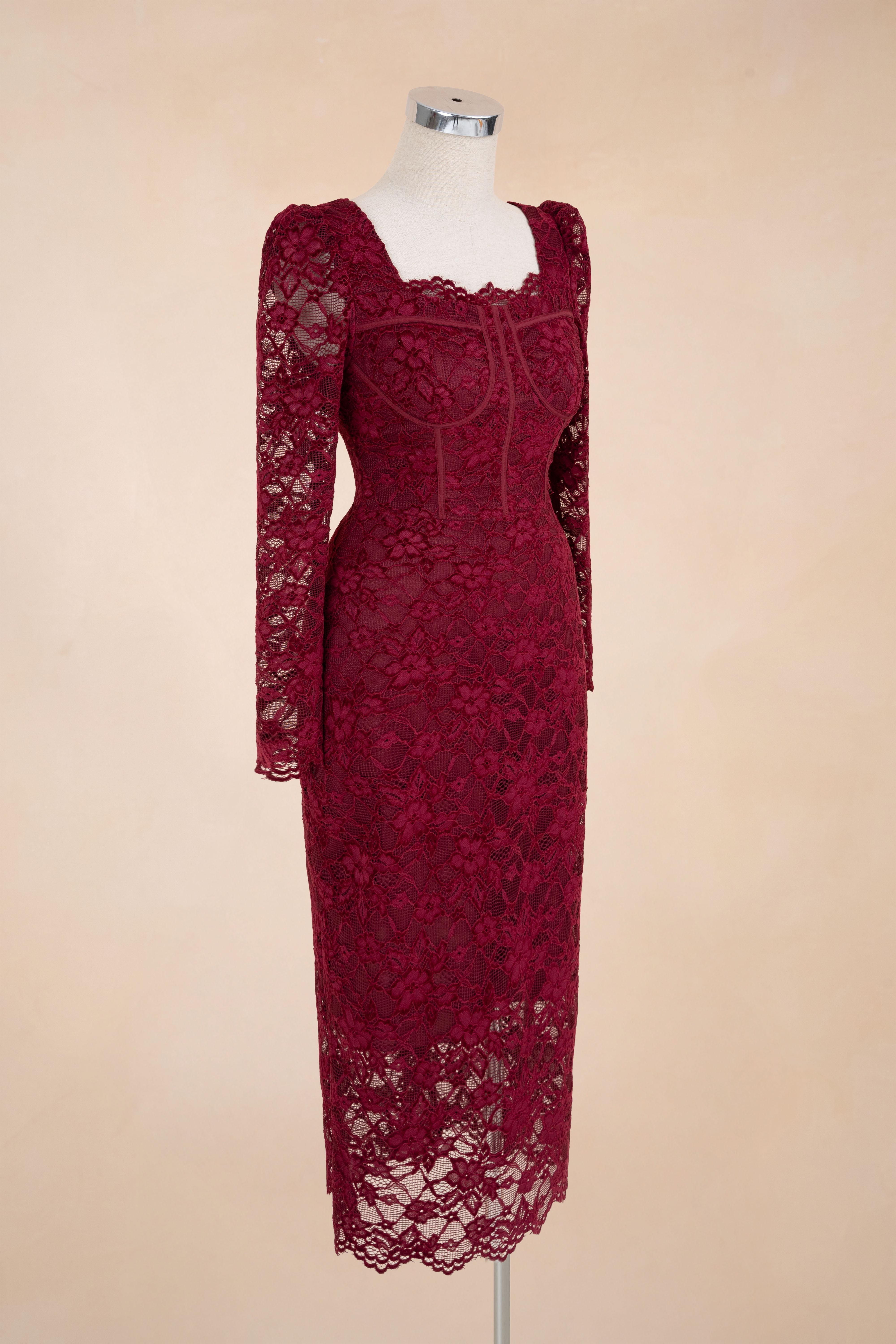 Đầm Suông Hoa Cổ Vuông Tay Dài_thumbnail_5