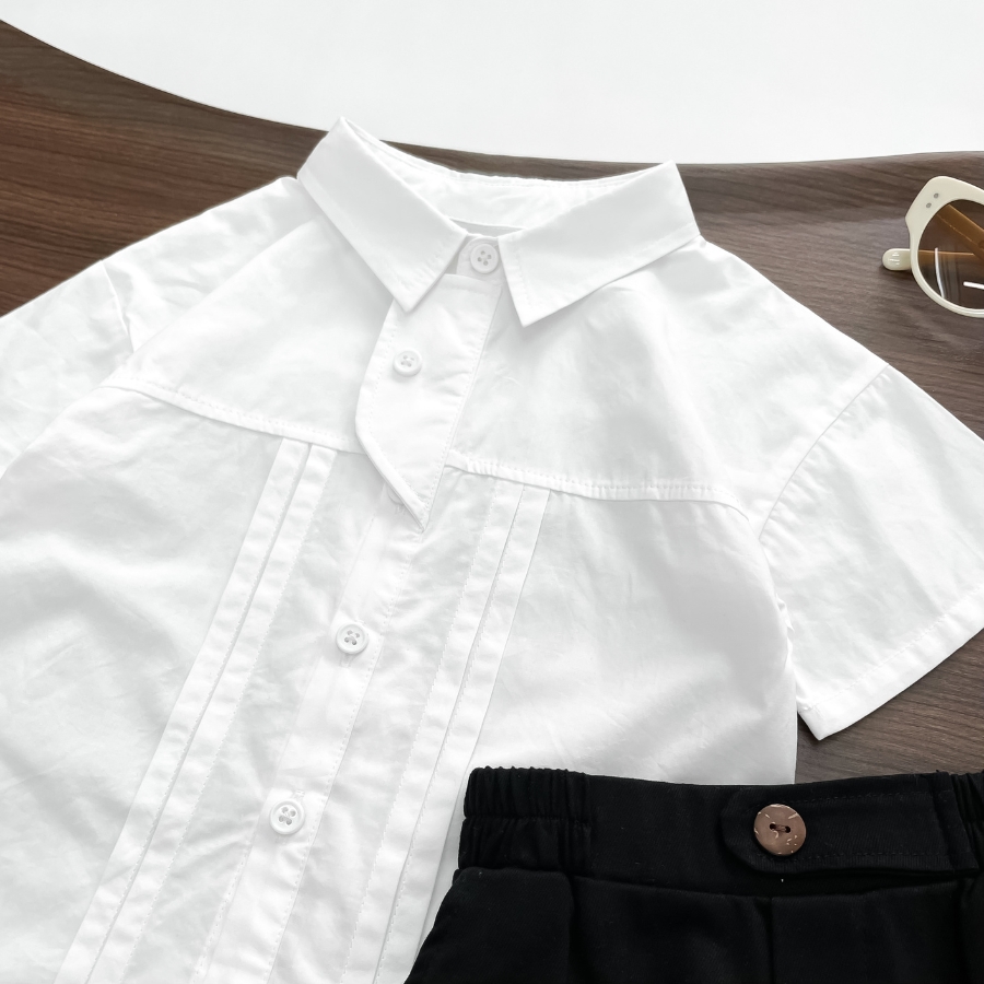 Áo cộc sơ mi TRẮNG 4 ly vạt lệch_thumbnail_2
