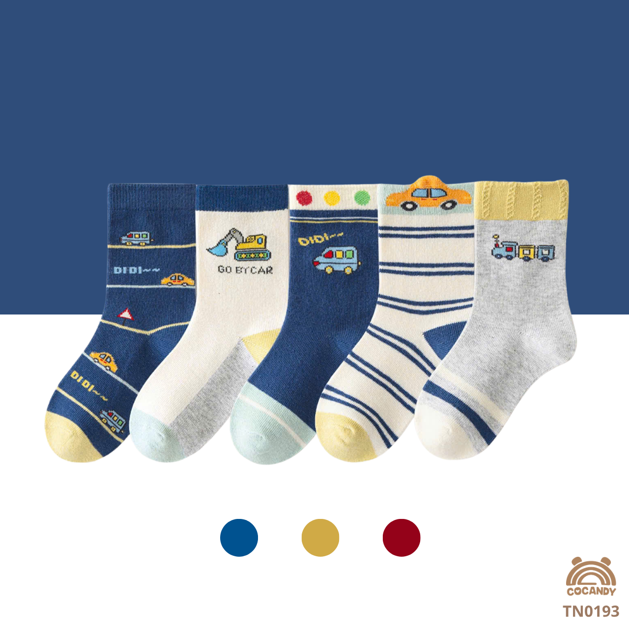 Set 5 đôi tất đôi XANH BE tàu hoả